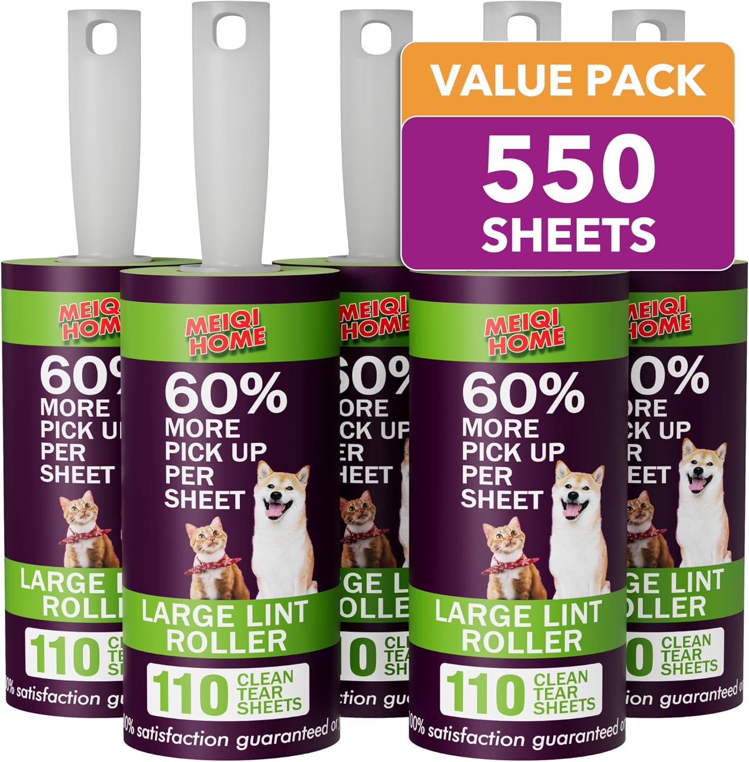 Large Lint Rollers for Pet Hair Extra Sticky, 550Sheets Mega Value Set Lint Roller