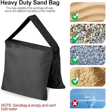 EMART 4Packs Sand Bags for Weight, Sandbags for Backdrop Stand, Canopy | Heavy Duty Sandbags(No Sands) for Light Stand Tripod, Photography, Pop Up Tent, Umbrella Base, Camping, Fishing Chair, Sports