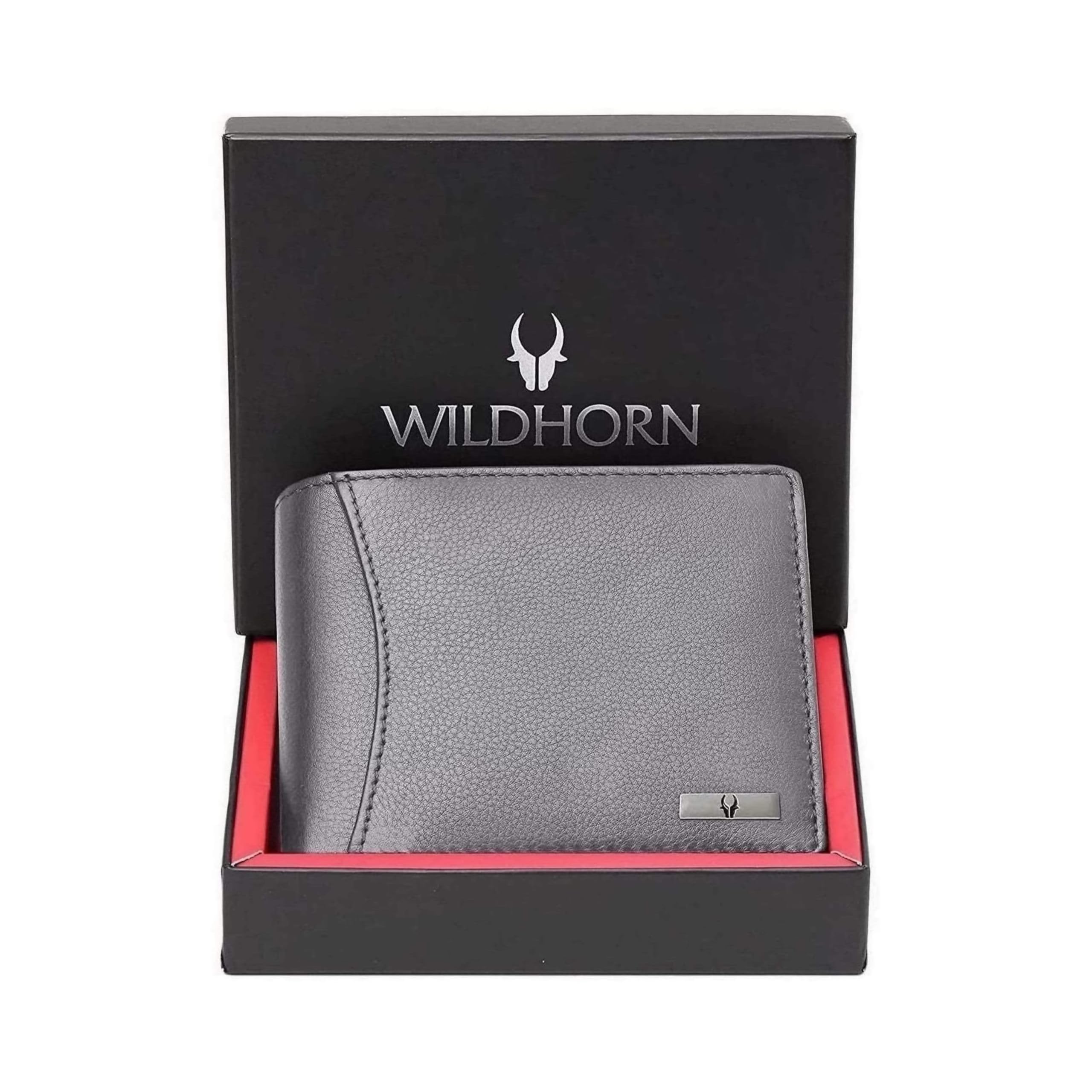WildHorn Rfid Protected Leather Wallet For Men, Grey