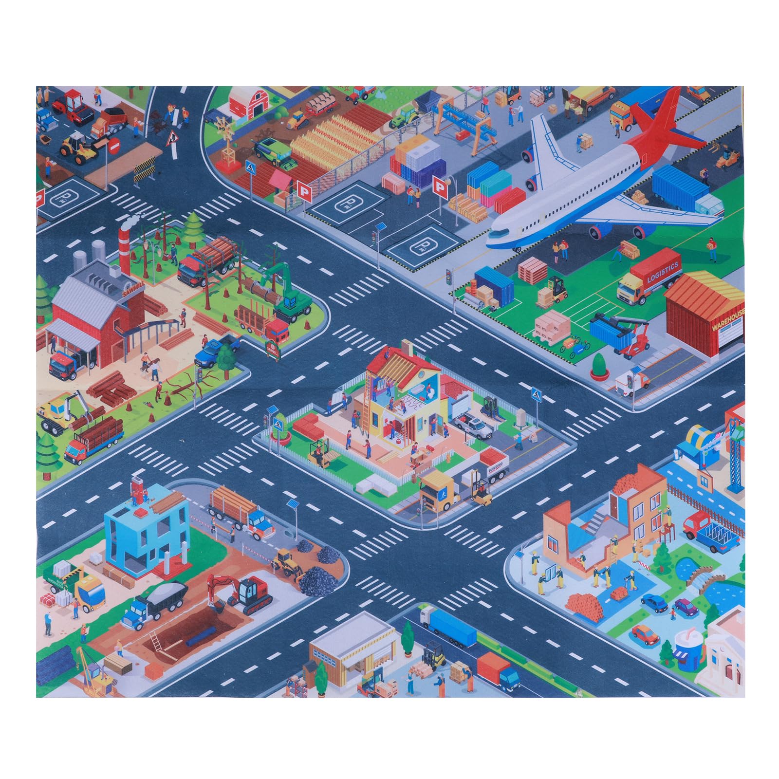 Houkiper Kids Carpet Playmat Rug, Multiple Themes Play Mat Felt Cloth Kids Rugs Foldable Anti Slip Kids Rug for Playroom Kids Play Rug Toys Kids Carpet for Boys and Girls, 70×80CM