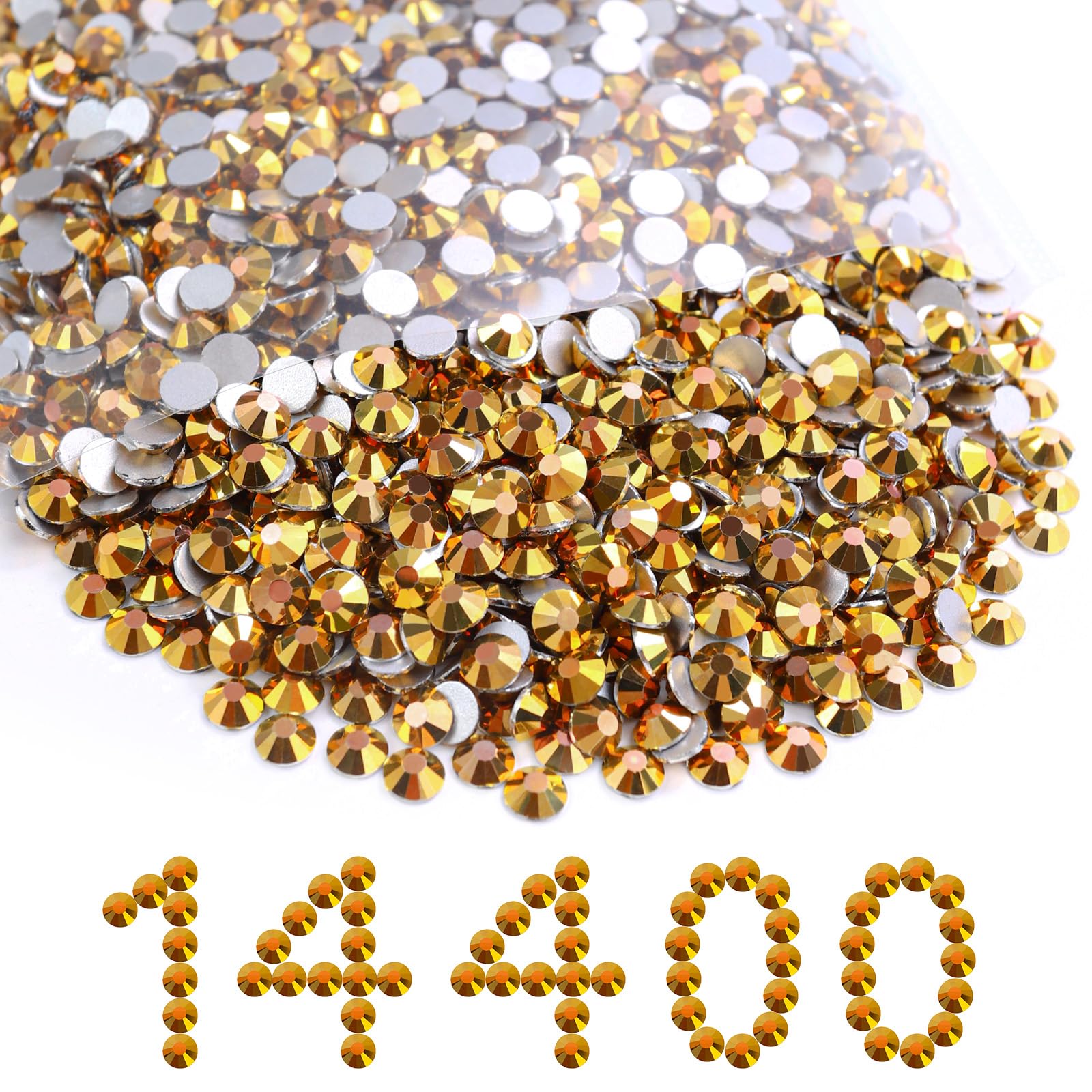 14400PCS Gold Flatback SS16 Rhinestones Bulk(3.8-4.0mm)