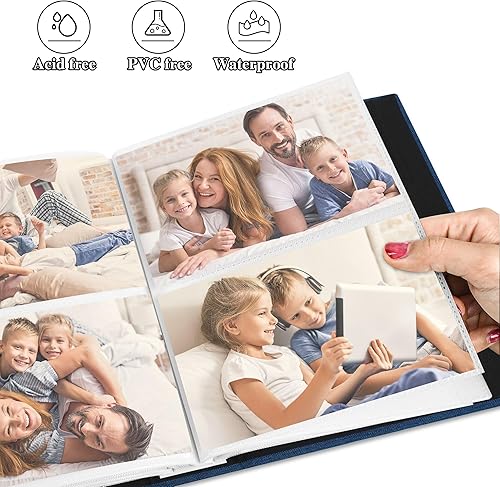 Miniatura 5 de Yopih Álbum de fotos de 4 x 6 pulgadas, 200 bolsillos, álbumes de fotos con cubierta de lino, álbumes de fotos para familia, boda, bebé, libro de