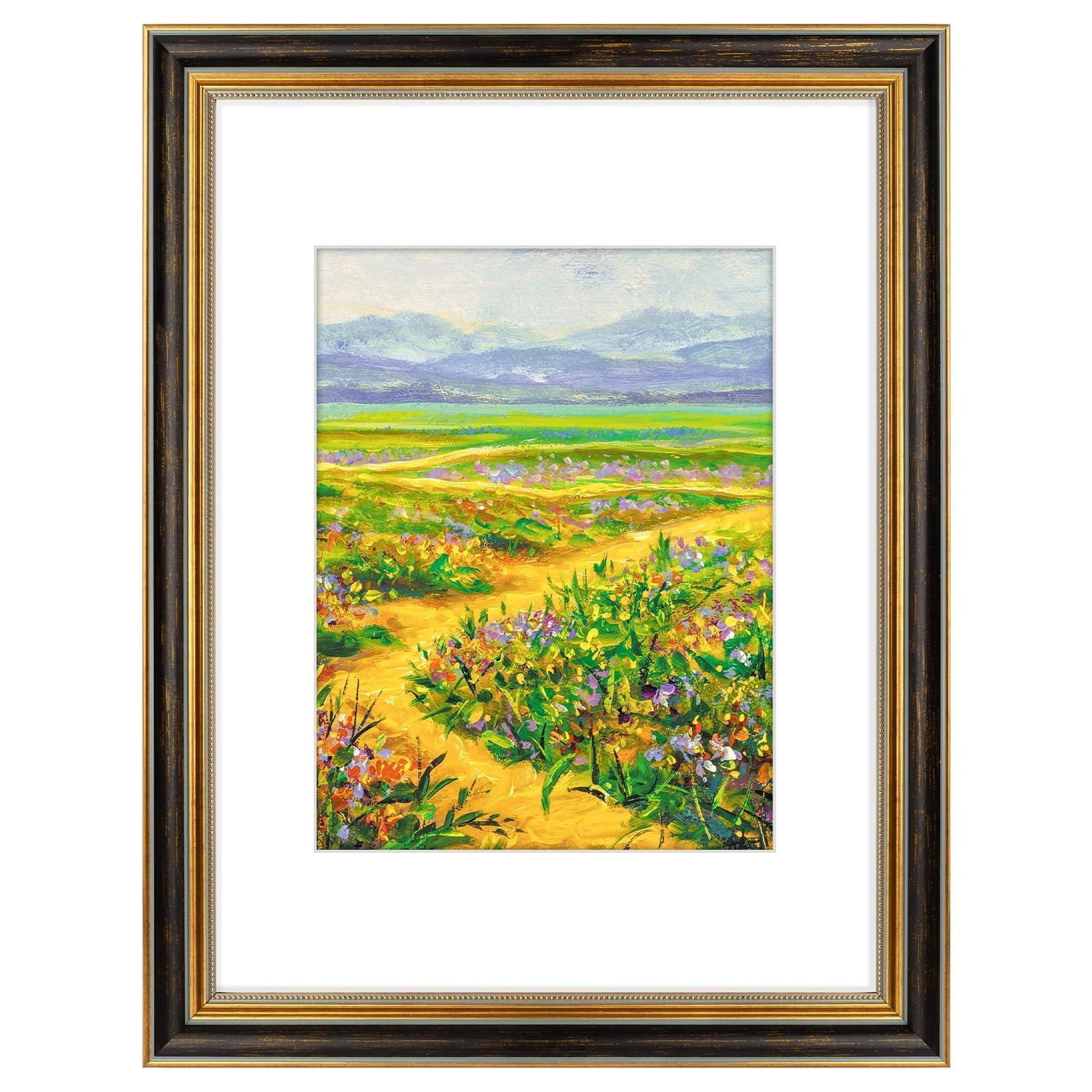 Golden State Art 12x16 Ornate Picture Frame in Black Gold