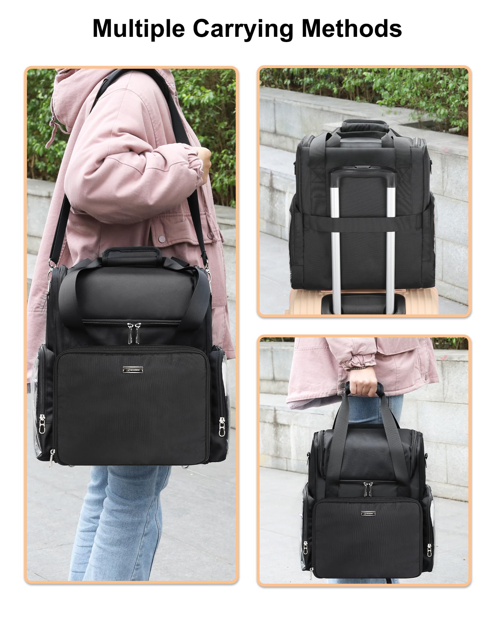 Relavel Friseur-Reisetasche Profi Friseurkoffer Friseurwerkzeugtasche Aufbewahrungsorganizer für Friseur-Essenziale, Barber-Zubehör mit Anpassbaren Trennwänden und Schulterriemen