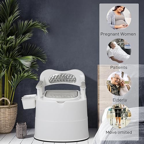 Miniatura 2 de VINGLI Inodoro portátil mejorado para adultos, cómoda de mesita de noche, cómoda para interiores y exteriores con cubo interior para ancianos,