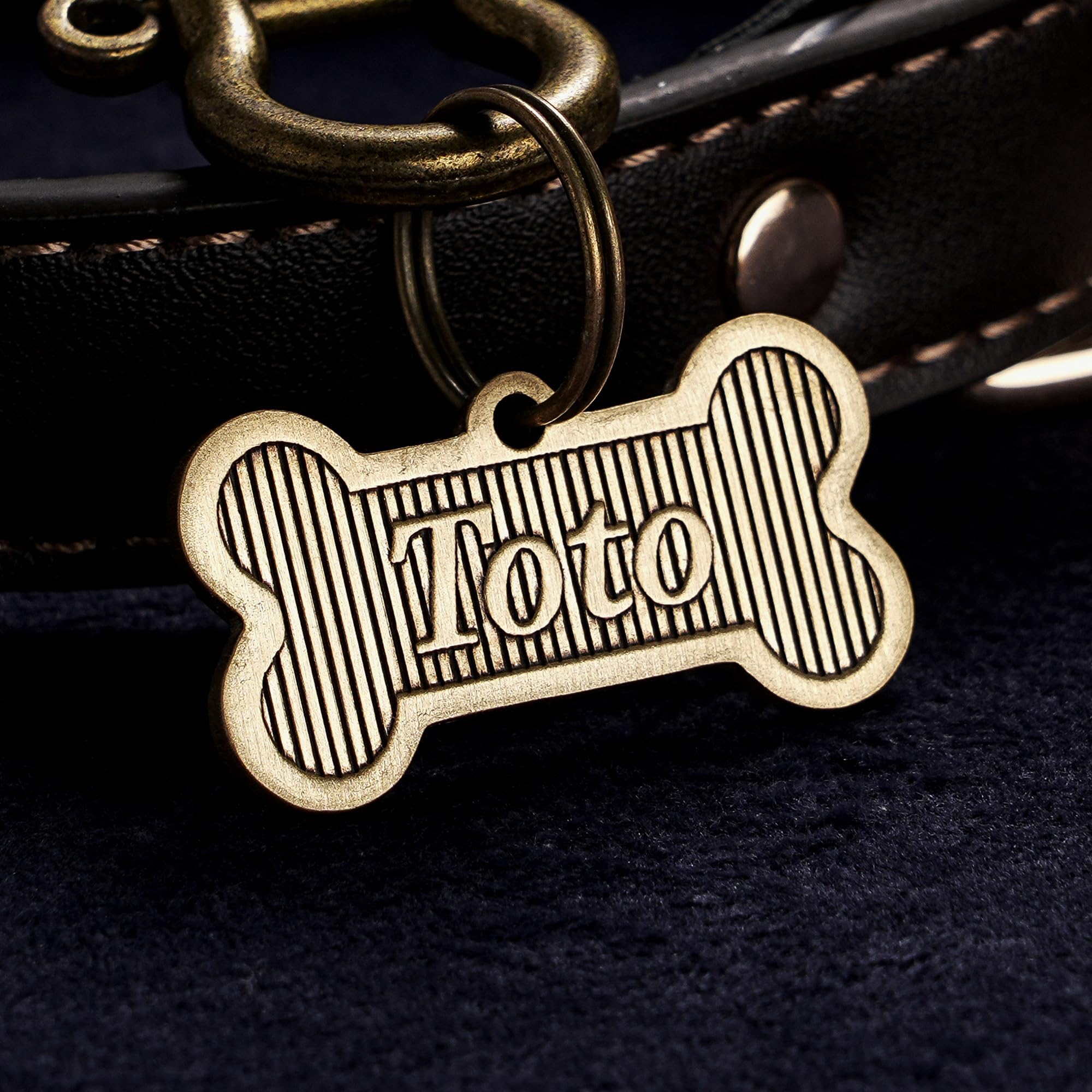 – Personalized Brass Bone Shapes Dog Tag, Custom Engraved Pet Name ID Tag, Dog Collar Tag Gift for Animal Lovers, Dog Mom, Dog Dad, Valentine's Day Gift Birthday Gifts for Pet Owners (Style 2)