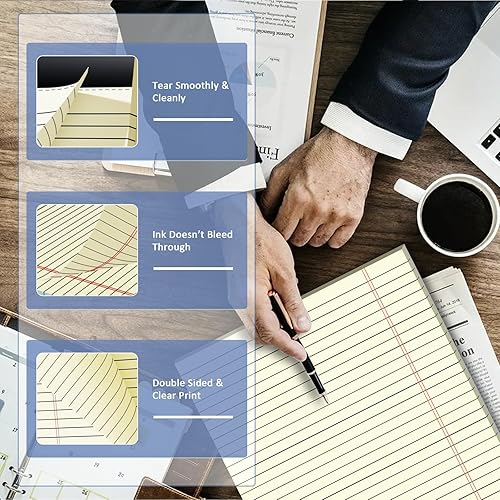 Miniatura 3 de Paquete de 2 blocs legales de 8.5 x 11 pulgadas, bloc de notas amarillas de 8.5 x 11 pulgadas, 30 hojas por bloc de notas, impresión a doble cara,