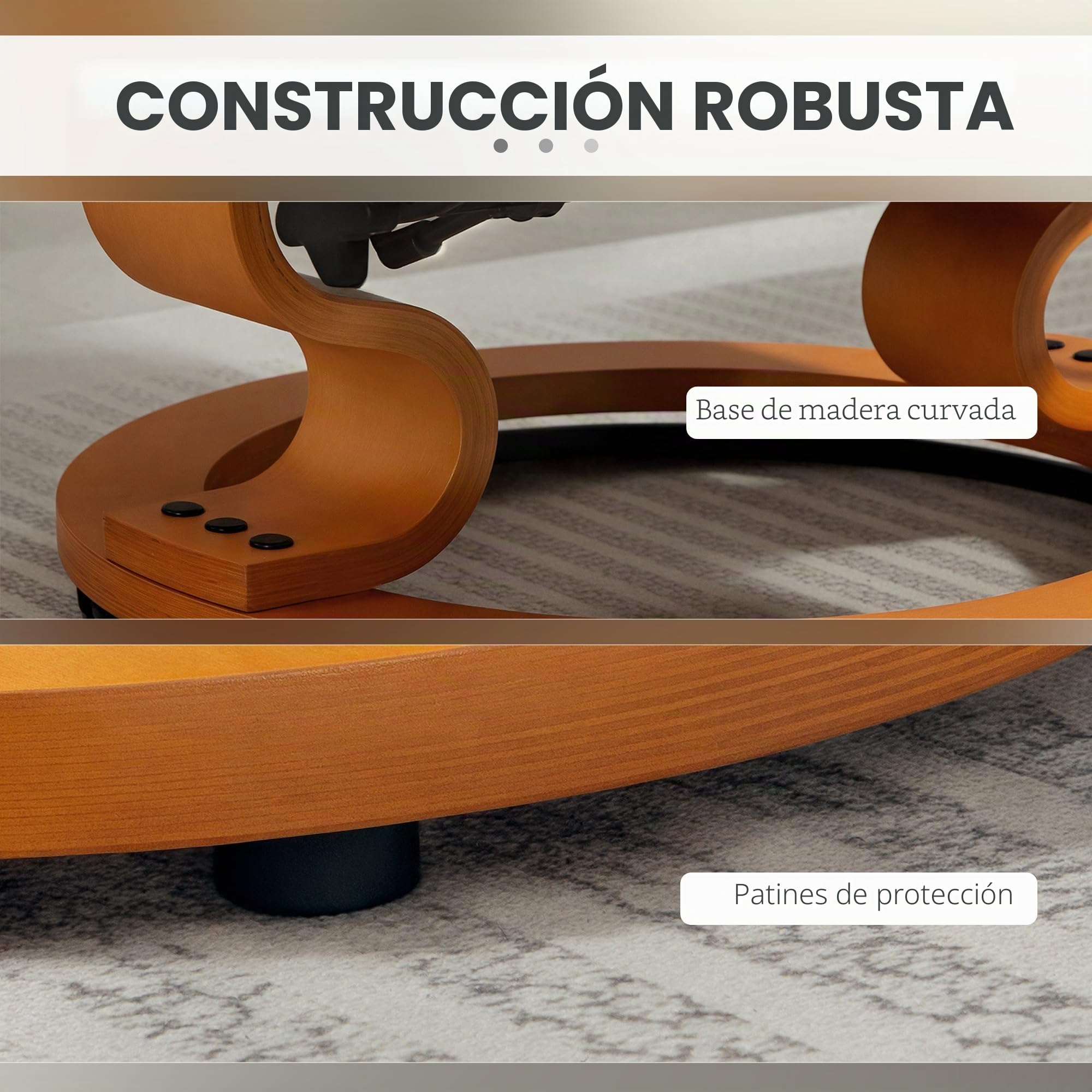 HOMCOM - Sillón reclinable con reposapiés, sillón relax de salón giratorio, marco de madera, revestimiento sintético, 76 x 85 x 104 cm, color crema