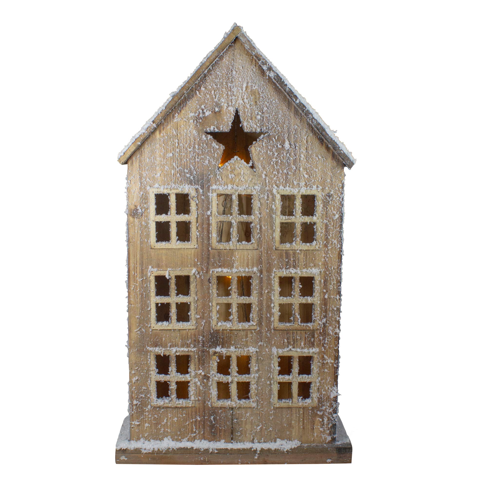 Amazon.com: Northlight LED Lighted Snow Covered Rustic Wooden