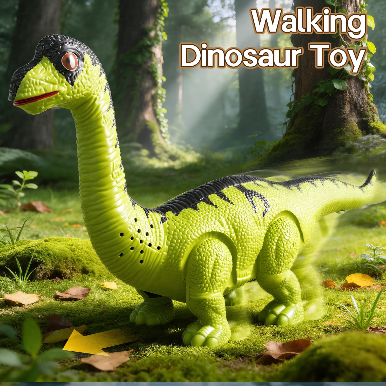 3 en 1 Juego de Dinosaurio Caminante Realista con Sonidos Naturales, 3 Figuras de Tyrannosaurus, Brachiosaurus, Triceratops, Regalo para Niños de 3+ Años.