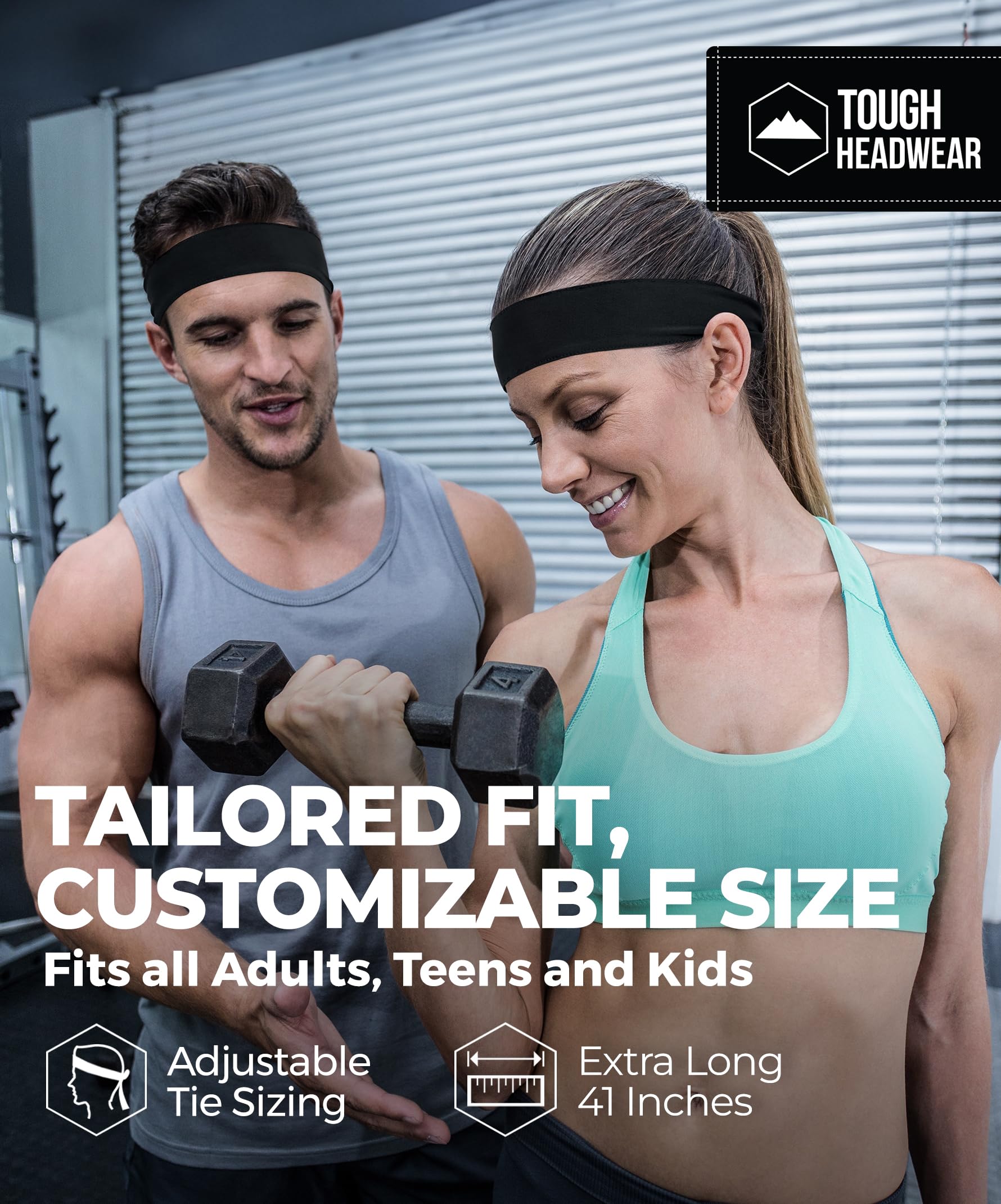Tough Headwear Fascia per capelli da uomo, per sport, corsa, calcio, allenamento