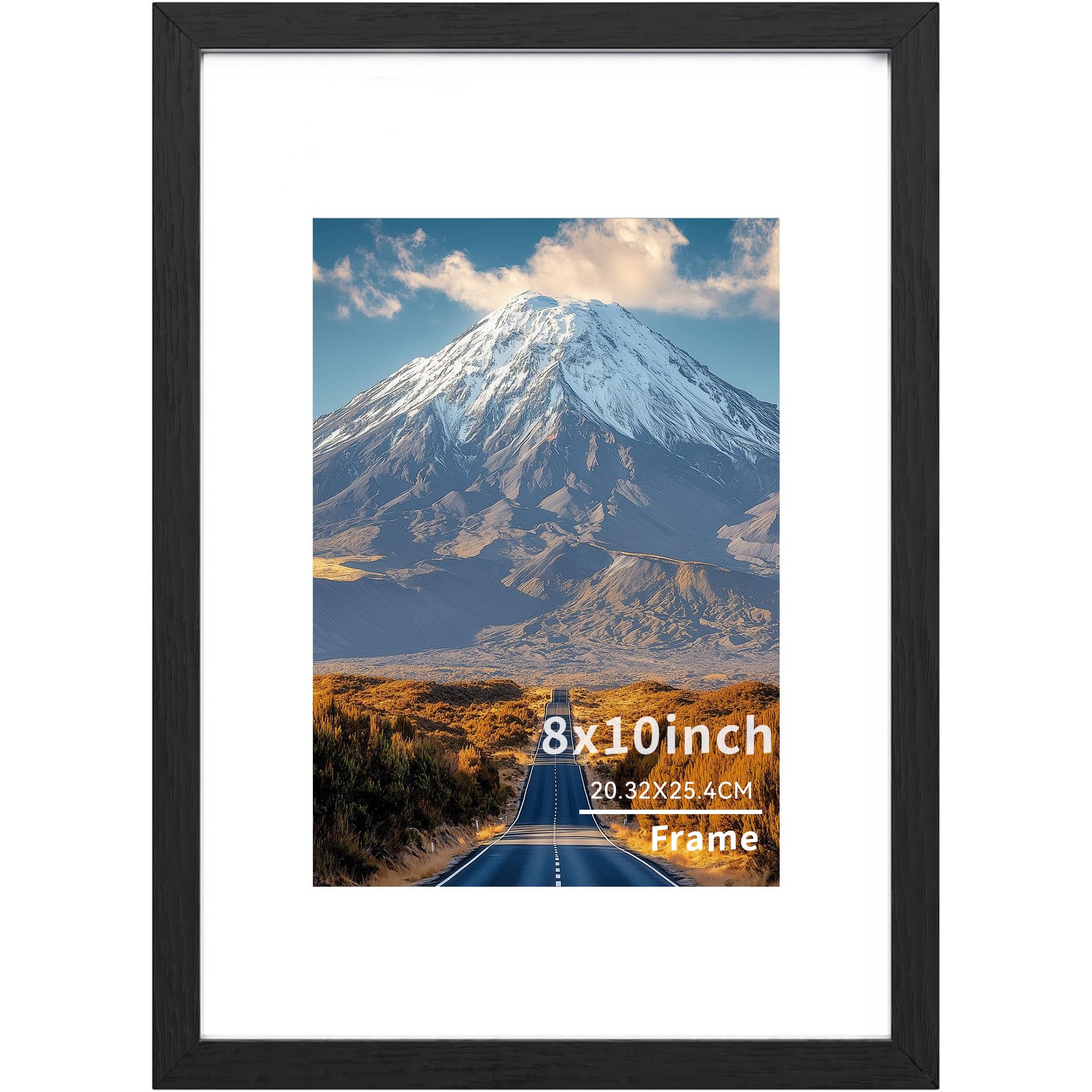 8x10 Picture Frame,8"x10" (20.32x25.4cm) Wooden Frame,Wall-Mounted Poster Frame, Photo Frames with Acrylic Glass (Not Glass), Landscape or Portrait,8x10 Black Frames with 5x7 Mount,1 Pack