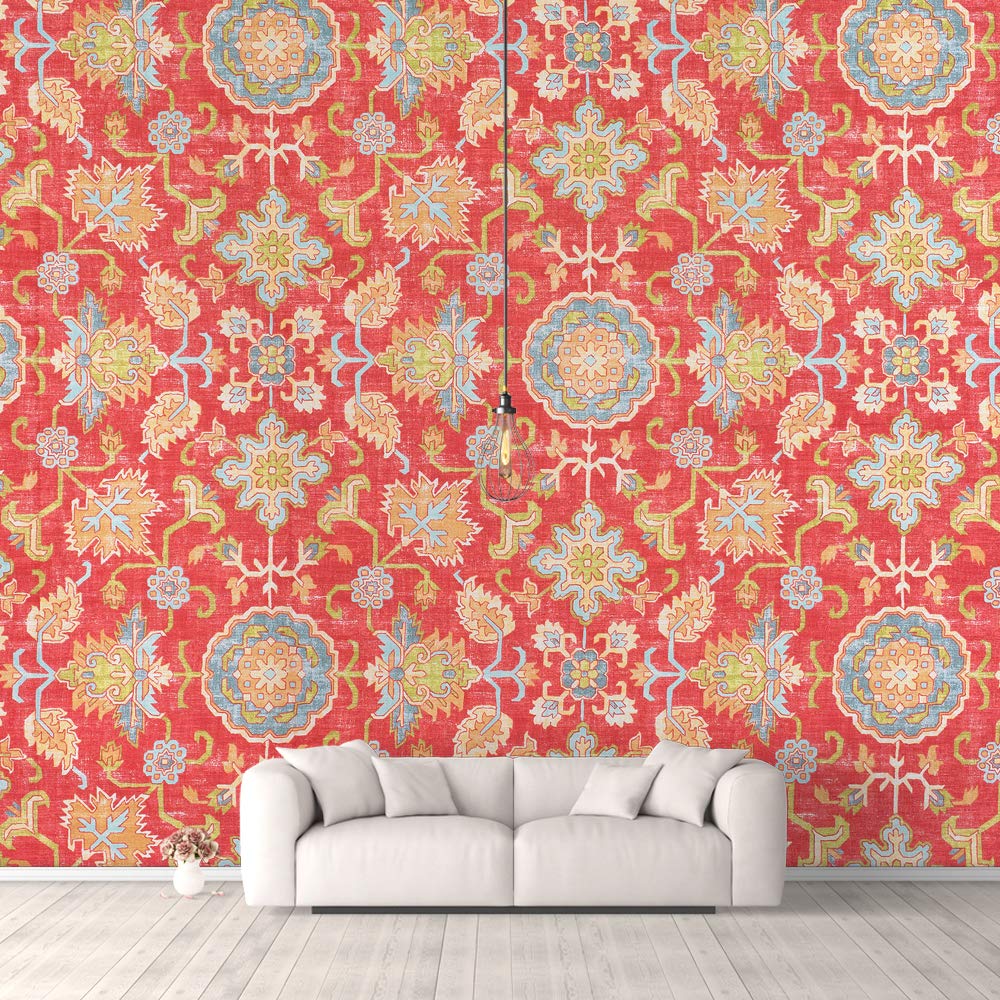 IDEA4WALL Wall Murals for Bedroom Traditional Flower Pattern Removable Wallpaper Peel and Stick Wall Stickers - 100x144 inches (3 Tapiz Paper Sheets Large)