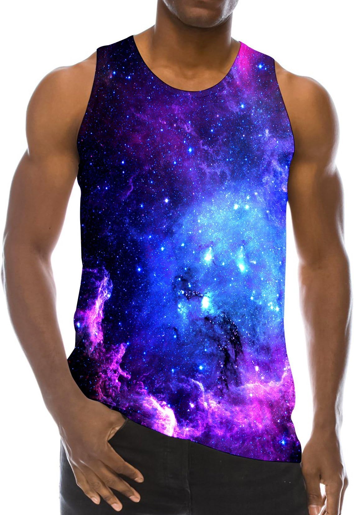 LoveternalMens 3D Print Tank Top Summer Casual Novelty Polyester Gym Workout Bodybuilding Tank Tops