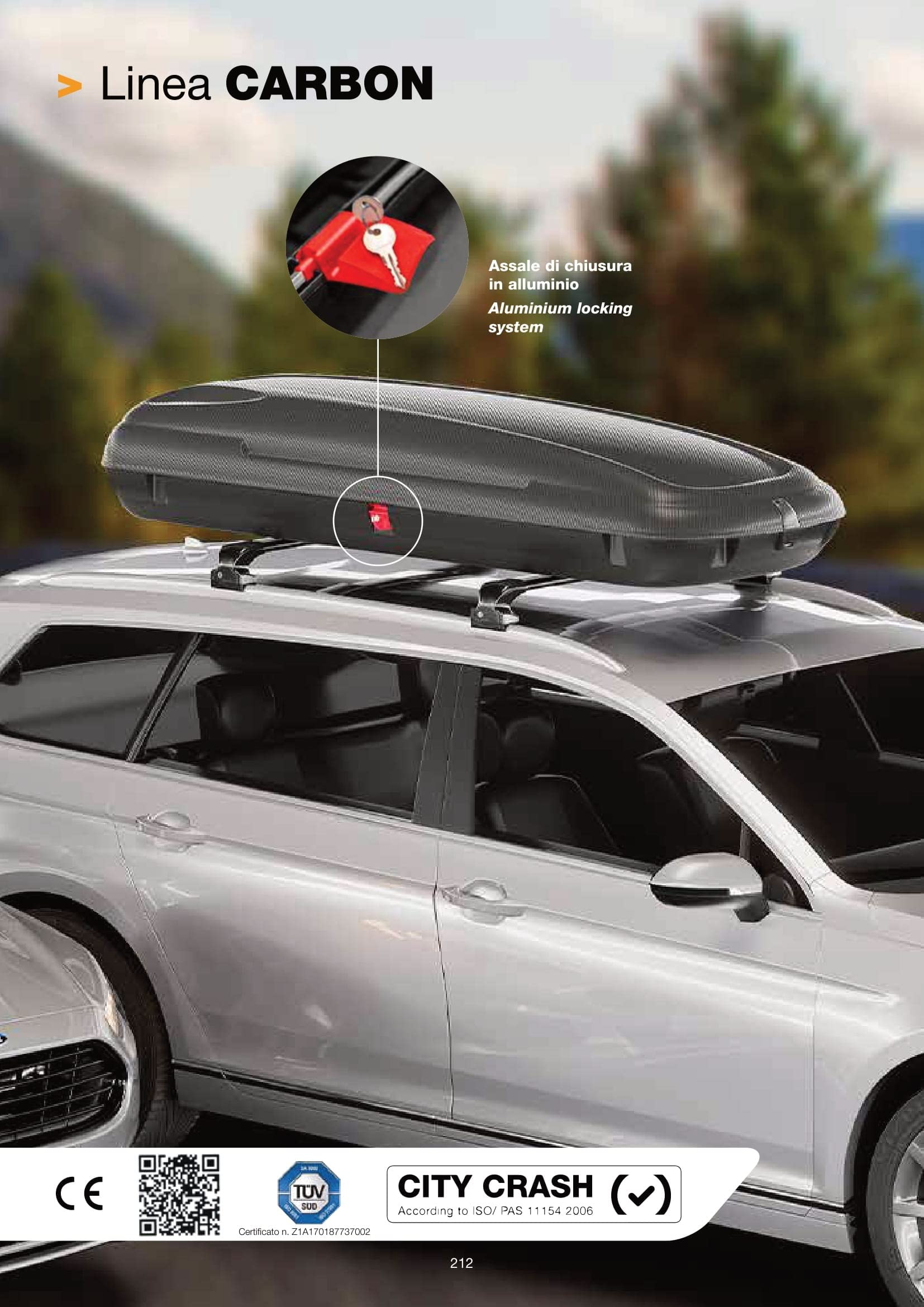 AUTOFORNITURE ITALIA Dachbox Kofferraum Universal 400 Liter Carbon Look Doppelverschluss Maße 1690 x 790 x 375 mm