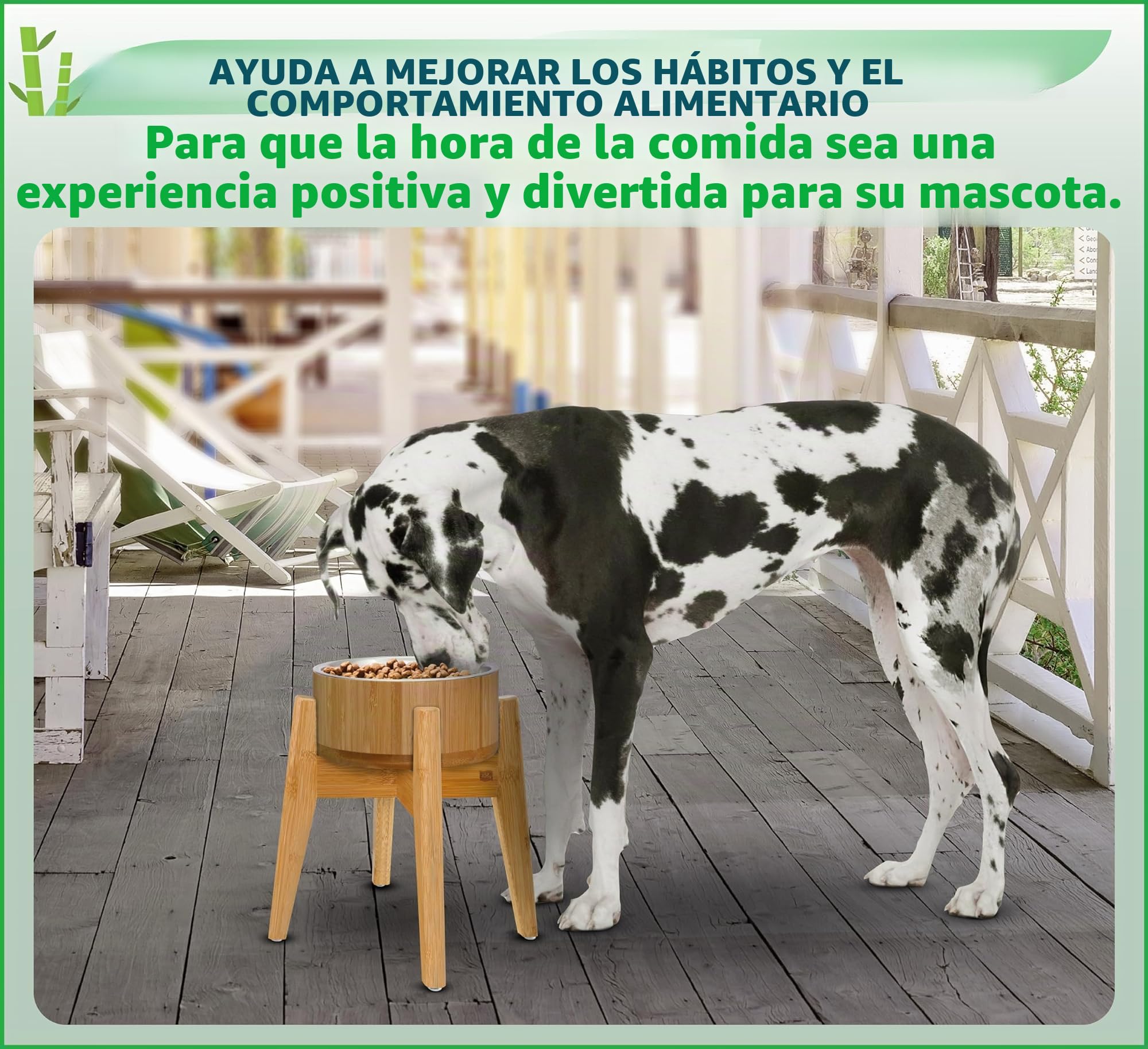 Tazones elevados para Perros Grandes – Aumentado a 38 cm, Cuenco de bambú y Acero Incluido (Tapa de 2097,9 g). Ideal para Labrador, G-Sheperd, Retriever, Caniche, Boxer, Husky, Doberman,