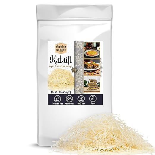 Kataifi Shredded Fillo Dough – 1lb Kadayif Pastry for Kunafa, Knafeh, Dubai Chocolate Bar, Katifi, Kanafeh, Roasted or Toasted - Turkish Kanafeh - Ingredient for The Dubai Pistachio Bar