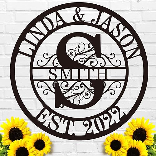 Miniatura 11 de Placa de arte de metal de palmera personalizada | Letrero de monograma de playa | Decoración de pared con nombre de familia Diseño 6,Color 13,Diseño