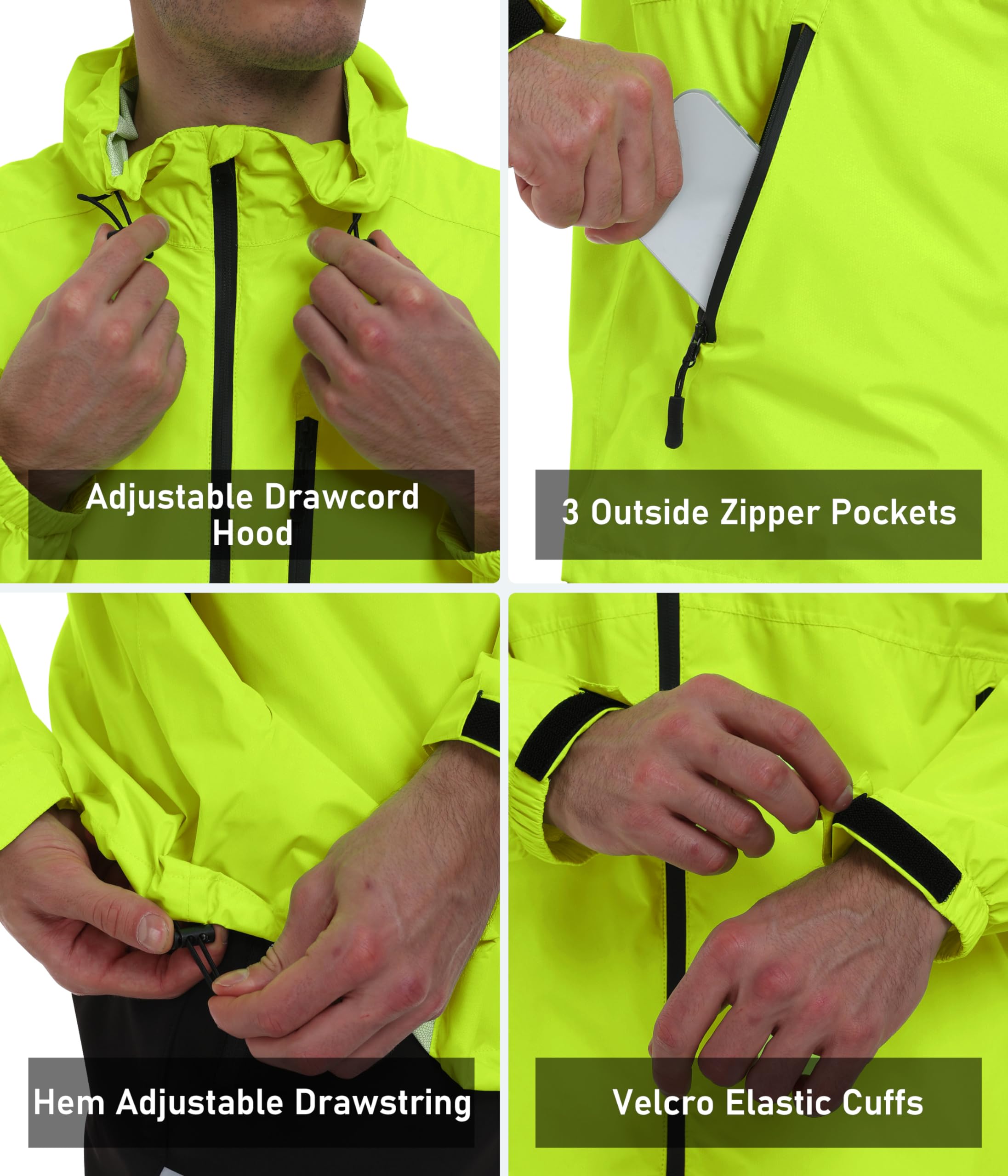 MoFiz Homme Veste Imperméable Pliable Légère Coupe-vent Cyclisme Plein air Voyage Course à pied Randonnée