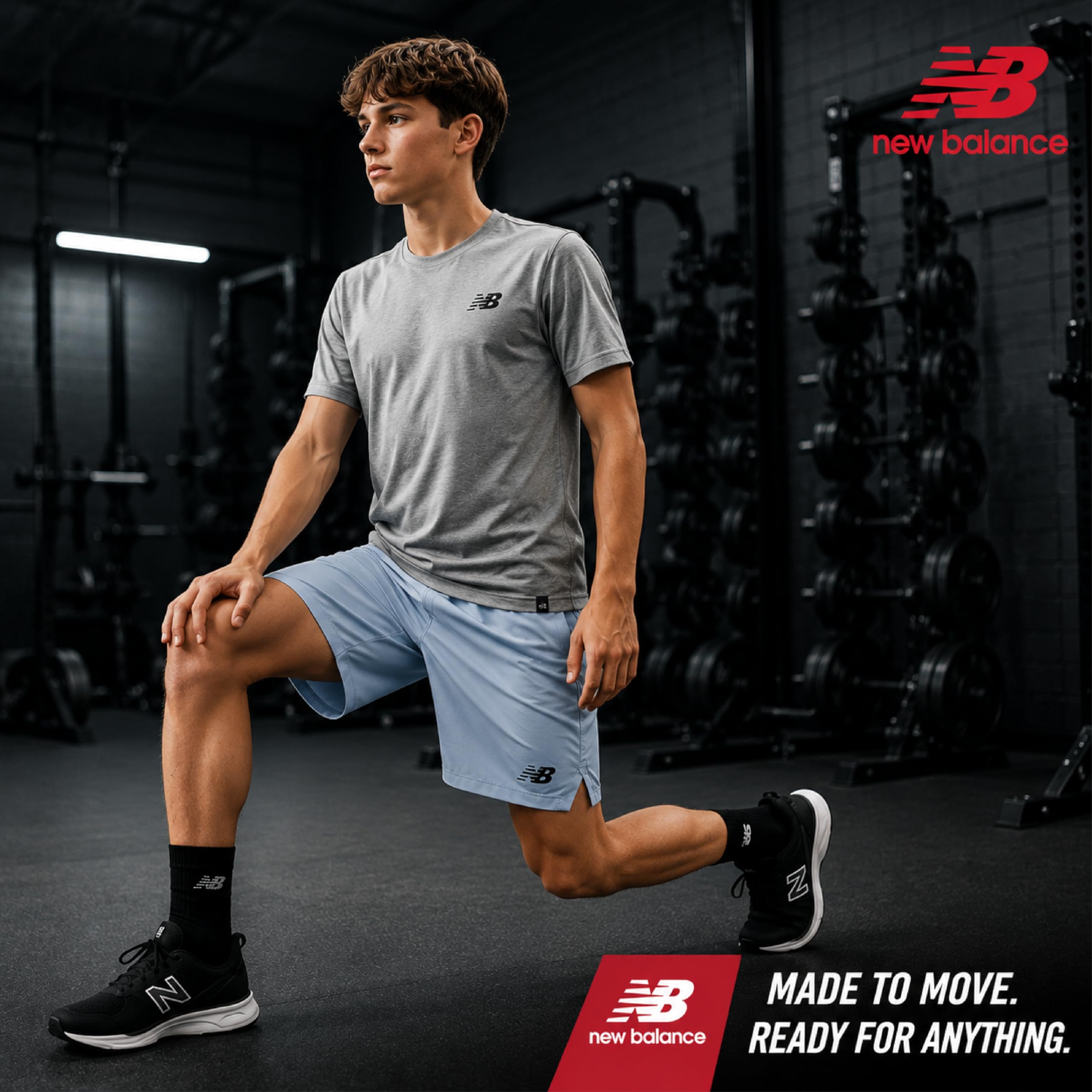 New Balance Sport-Shorts für Jungen, leicht, gewebt, mit Taschen für Basketball, Fußball (8–20)