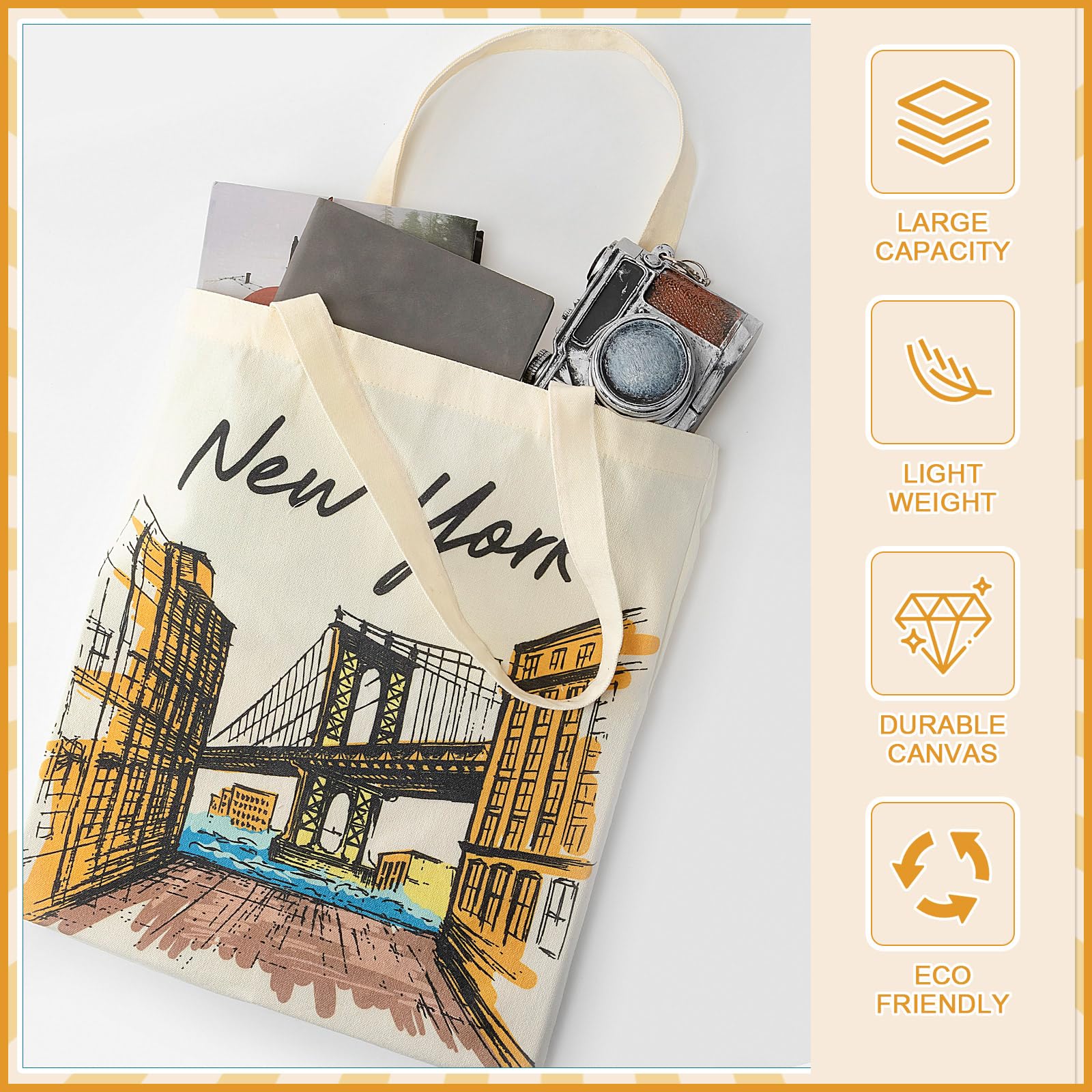 Paterr 6 bolsas de lona para mujer, regalo de recuerdo, estilo Nueva York