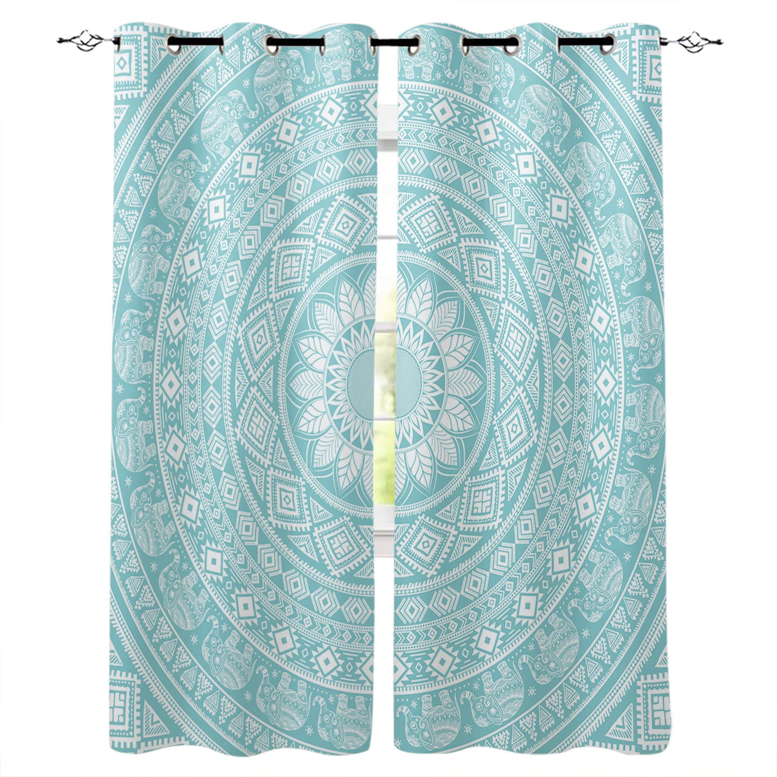 Zasłony zaciemniające słoń boho mandala zasłony do salonu energooszczędne zasłony do sypialni redukcja szumów zasłony na przelotkach izolacja cieplna czarne zasłony i zasłony 2 x 140 x 240 cm