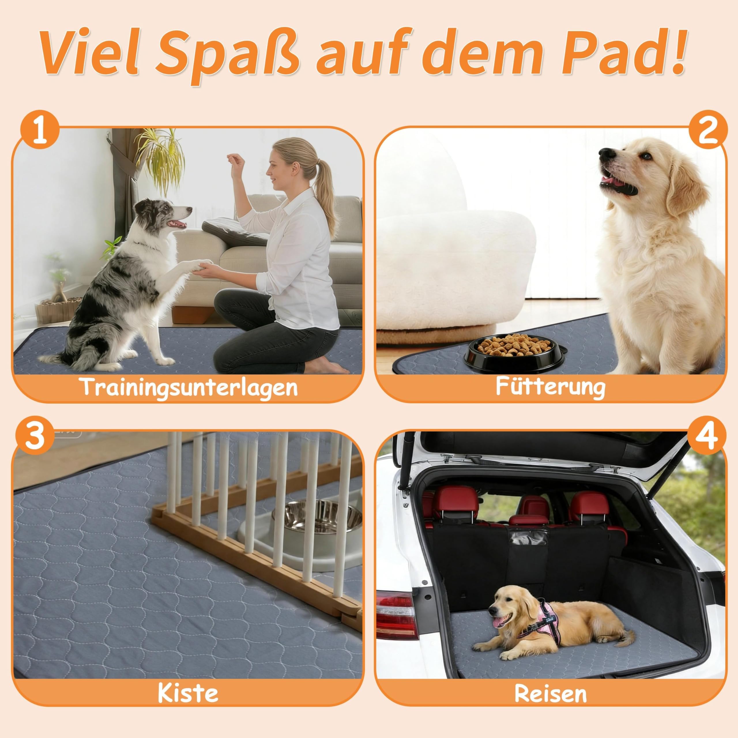 Bunlitent PIPI - Set di 5 tappetini lavabili per cani, impermeabili, 122 x 152 cm | Tappetino riutilizzabile per cani incontinenti, lavabile e ad assorbimento rapido