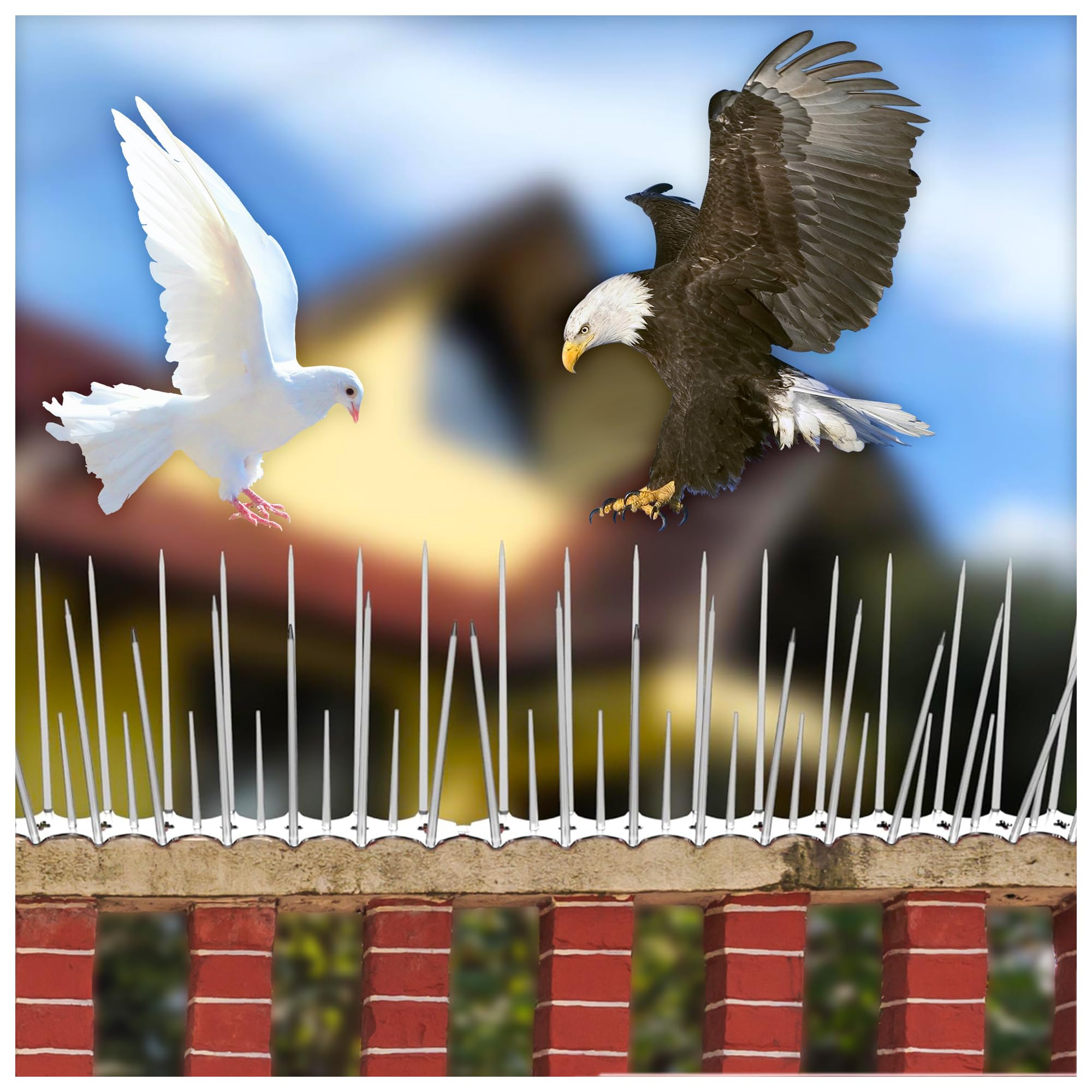 Eightiz (Pack of 7) New Sharp Bird and Pigeon Spikes, Pigeon Control Spikes Anti Bird Plastic Spikes for AC Balcony Railing Window Home Protection from Pigeon Dog Monkey Crow Kabootar Transparent