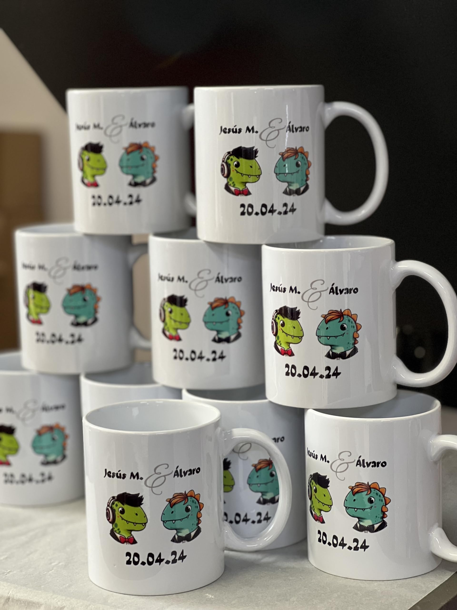 Uvimark - 10 Tazas Personalizadas - Mugs personalizables para para Bodas, Cumpleaños, Comuniones, Empresas - Regalo Original