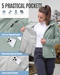 33,000ft Veste softshell pour femme, veste chaude à capuche légère à cape pour randonnées en plein air