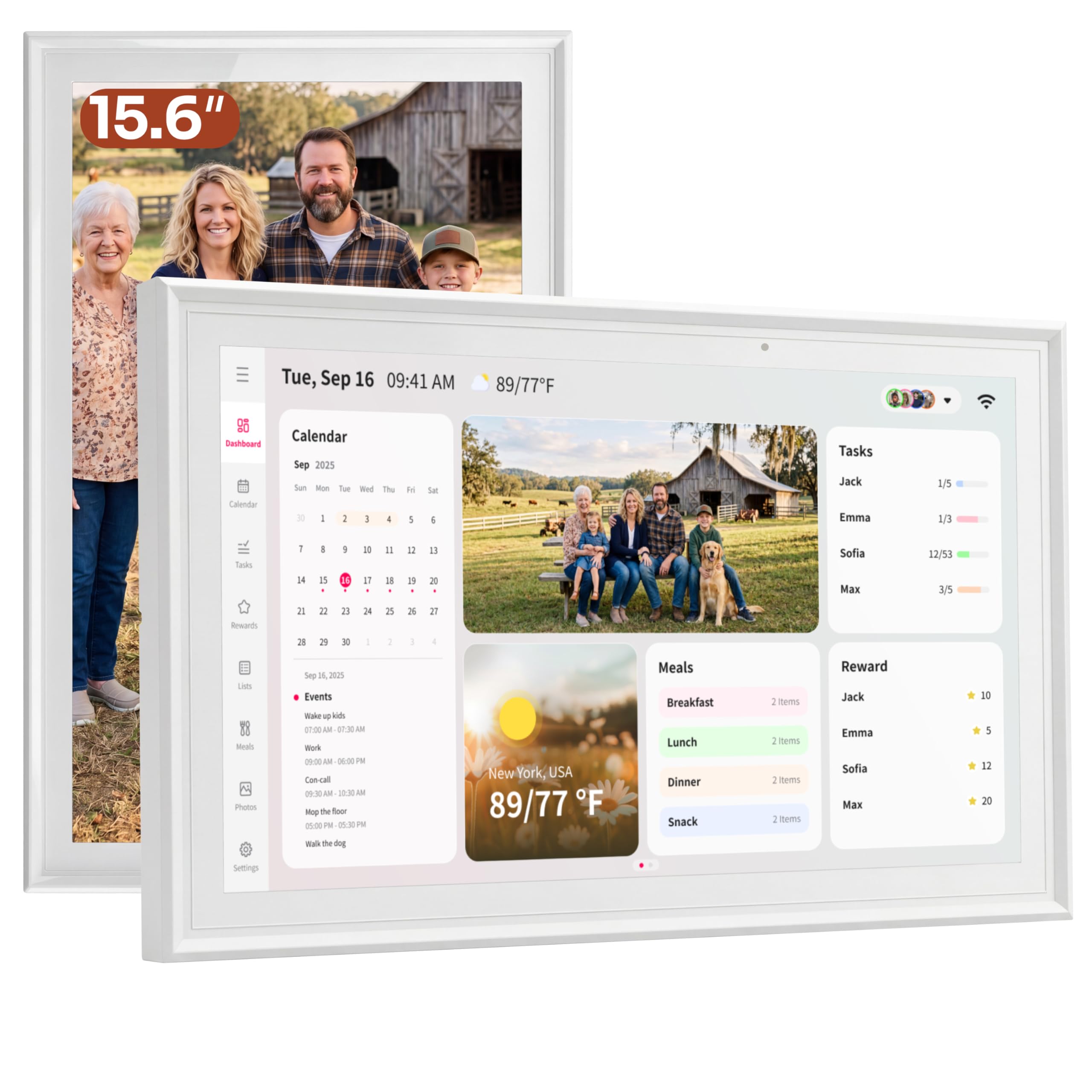 Ingnok Calendrier numérique : calendrier intelligent de 15,6 pouces (Blanc crème)