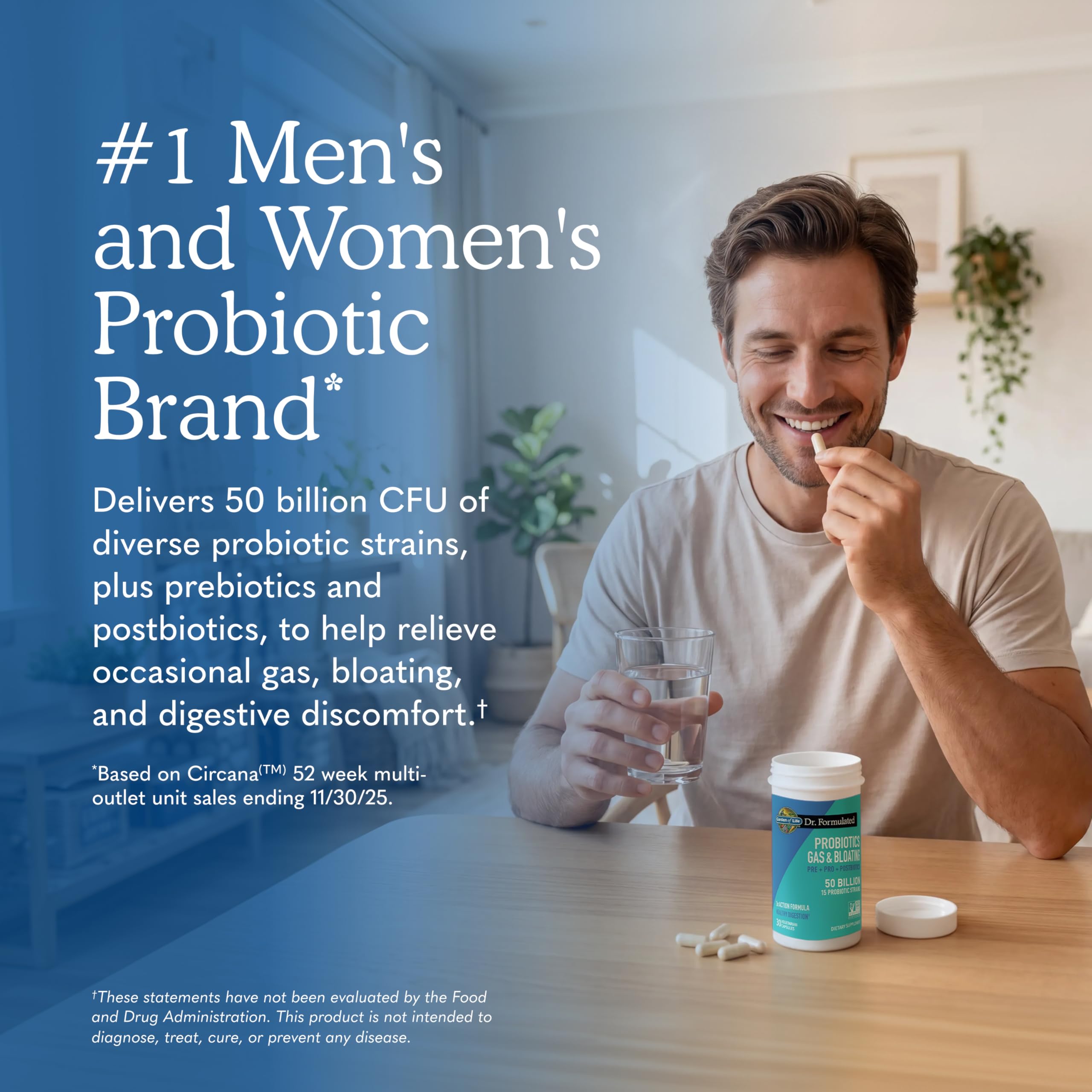 Garden of Life Dr Formulated Once Daily 3-in-1 Complete Prebiotics, Postbiotics & Probiotics for Women and Men - PRE + PRO + POSTBIOTIC Supplement for Gas & Bloating - 50 Billion CFU, 30 Day Supply — Amazon image 2