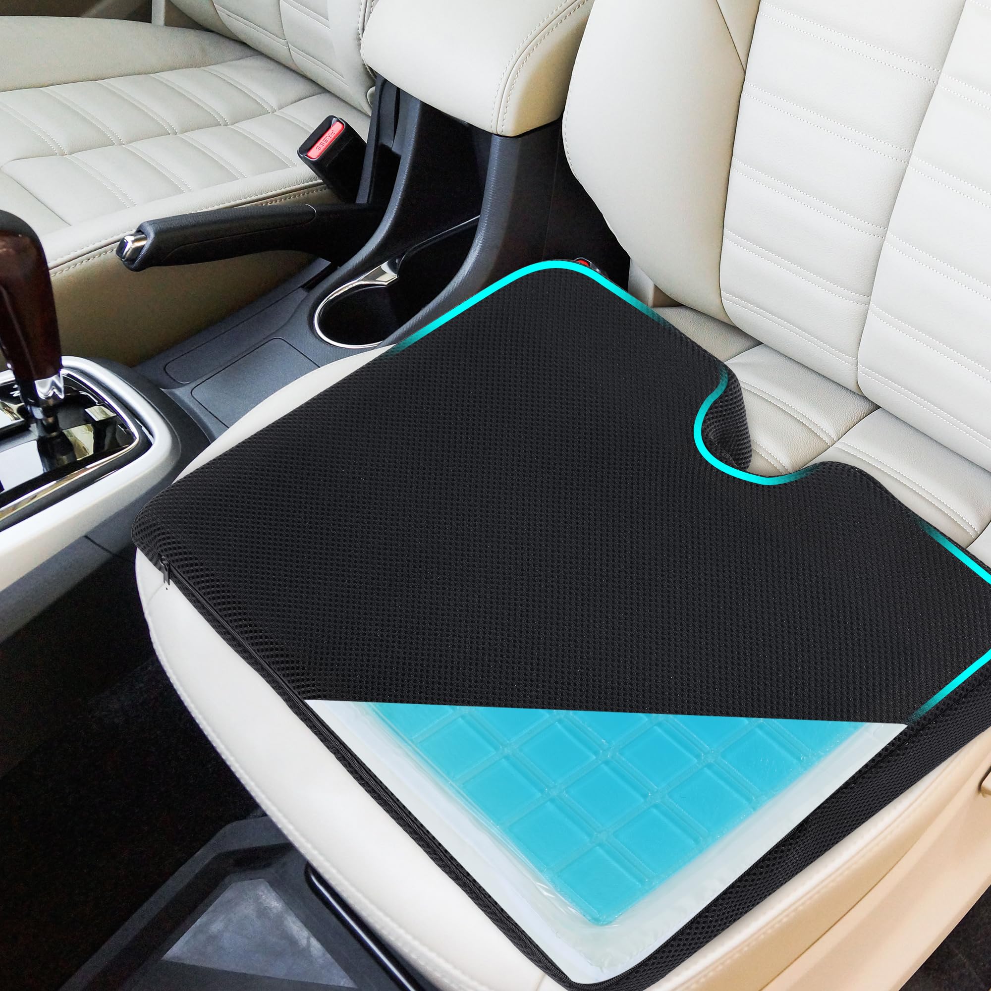 Hombys Cooling Wedge Seat Cushion For Car Seat Gel Memory