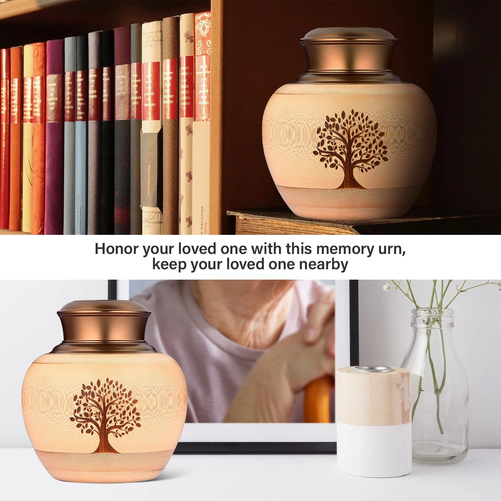 Urnas de Recuerdo Medianas para Cenizas humanas o de Mascotas, Hechas de bambú, urnas de cremación conmemorativas para Cenizas humanas, Adultos, Hembras, machos, urnas Decorativas, contenedor de
