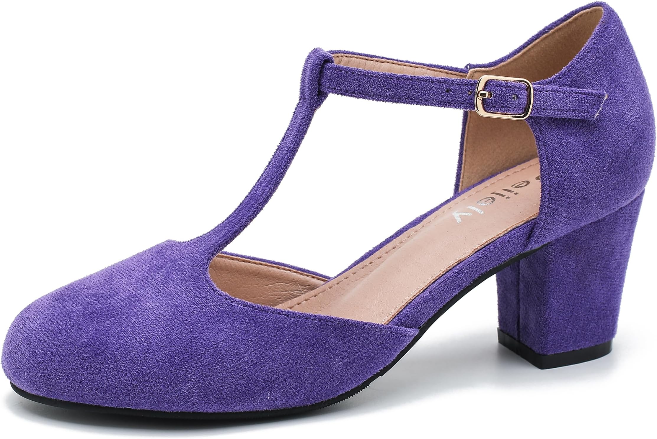 Womens T Strap Mary Jane Shoes Chunky Block Heel Ankle Strap Buckle Dress Pumps