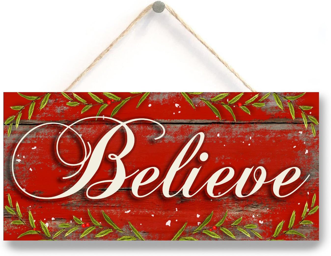 Amazon.com: Believe Wooden Christmas Sign, Red Christmas Sign, Believe