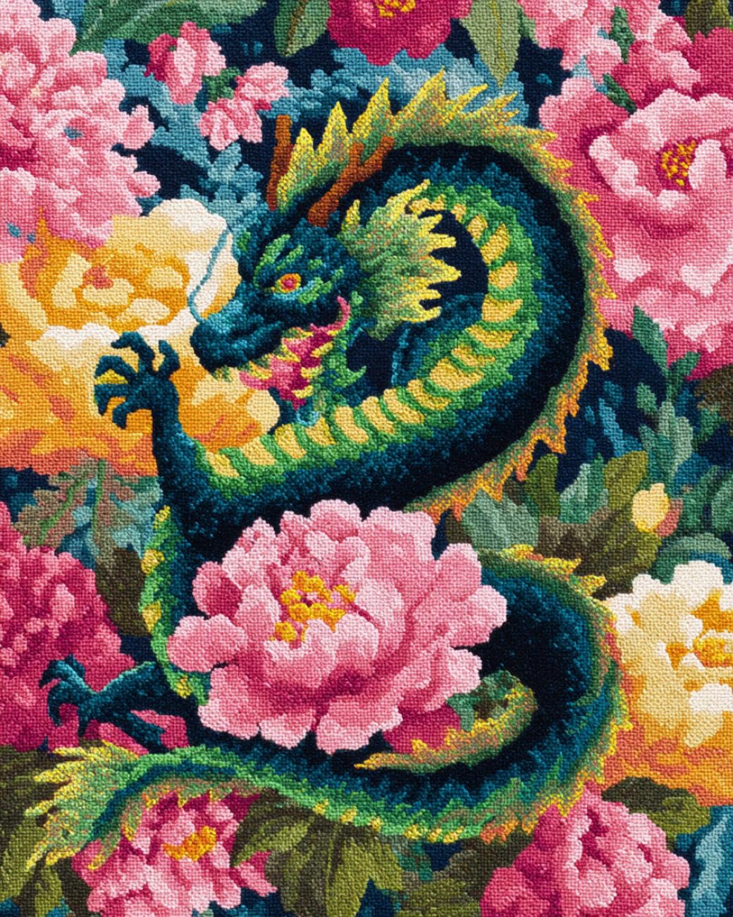 AMBATTERY Latch Hook Kits Carpet Eastern Dragon 60x90cm
