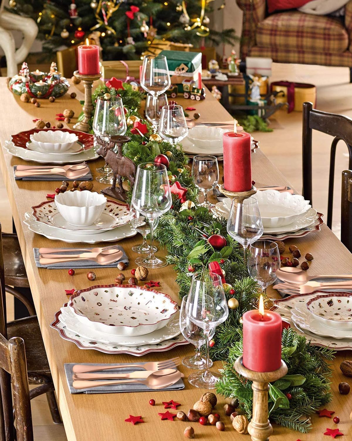 Cuberterias Completas 12 Personas, 60 Piezas Cubiertos, Muy Pulidos y Aptos para Lavavajillas, Cuberteria Dorada Elegantes, con Tenedor/Cuchara/Cuchillo, para Casa, Fiesta, Restaurante