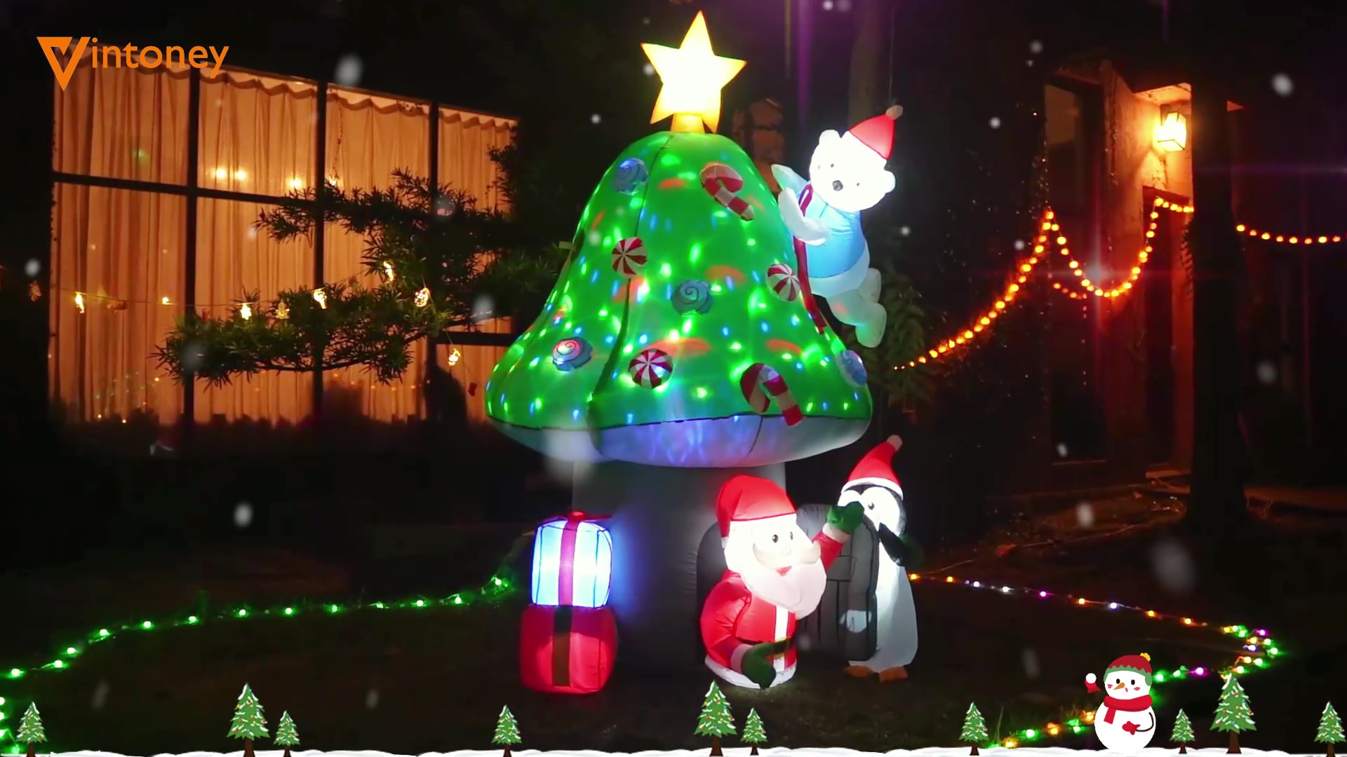 Gonfiabile Babbo Natale 180cm Decorazione da Giardino, Santa Claus con Luci LED e Borsa Verde, Decor Impermeabile IP44 Adatta per Vacanze Invernali Giardino Prato Festa Campeggio Patio Tetto
