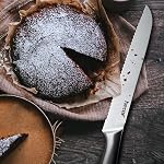 hecef Silver Kitchen Knife Set of 5, Satin Finish Blade with Hollow Handle, Includes 8" Chef, 8" Bread, 8" Santoku, 5" Utility and 3.5" paring Knife