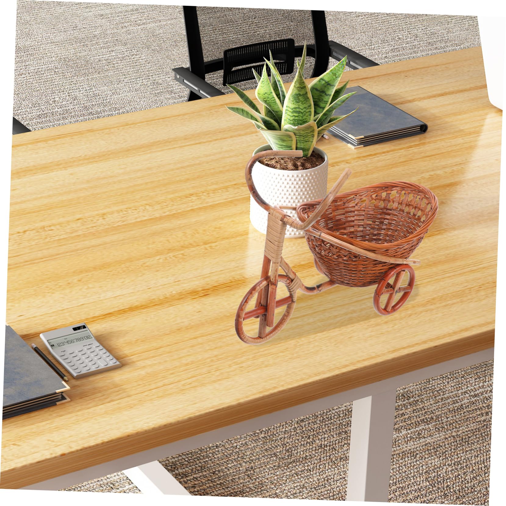 Alipis Cesta de Almacenamiento Tejida de Bambú en Forma de Triciclo, Ligera y Decorativa, para Flores y Adornos en Ventana o Dormitorio