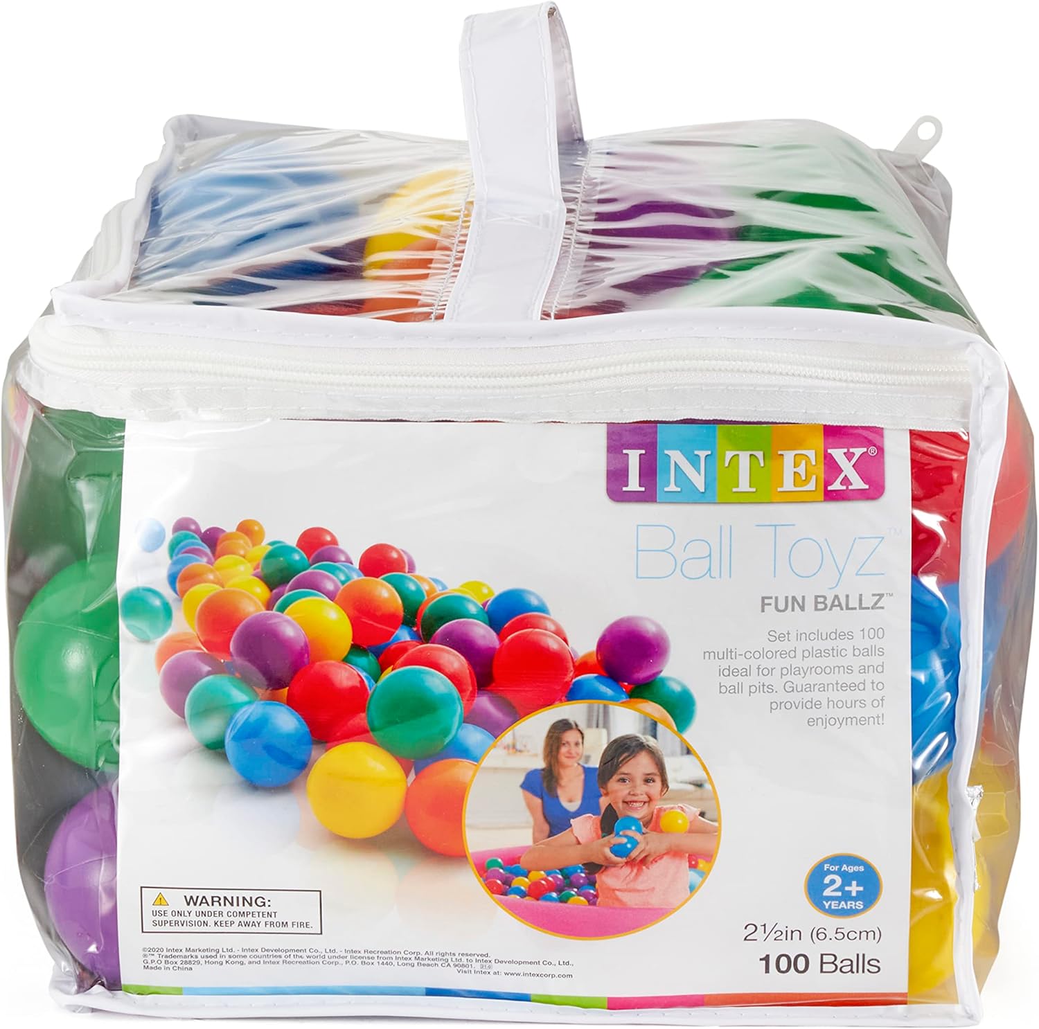 100 Pack Intex Small Plastic Multi-Colored Fun Ballz for A Ball Pit (2 Pack)