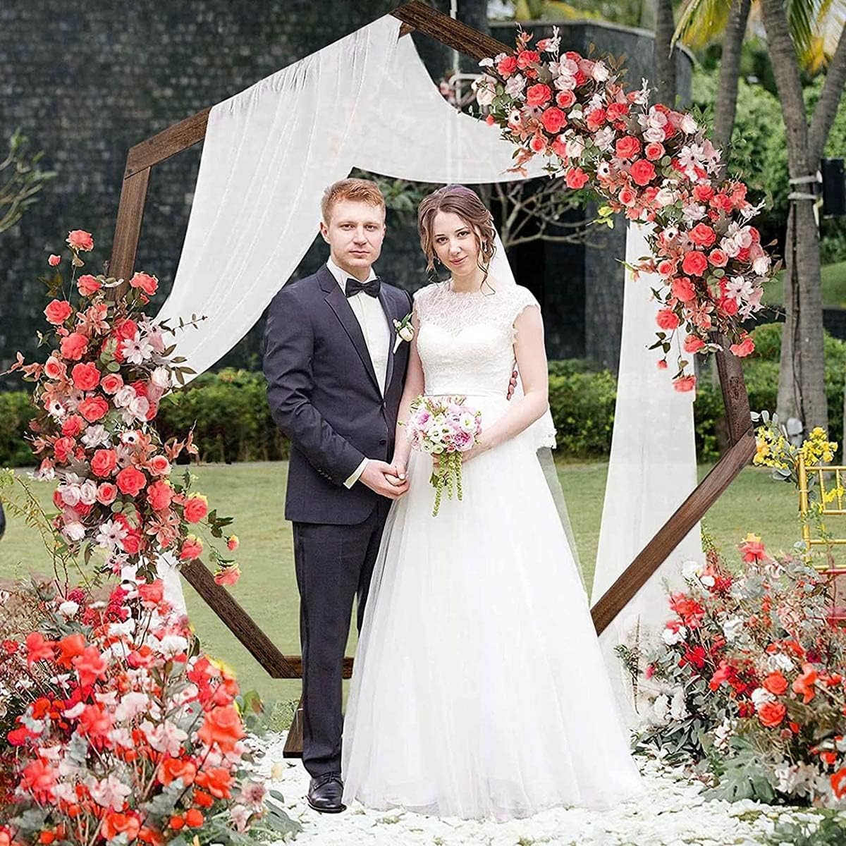 Hochzeitsbogen Hochzeitsbogen aus Holz, Hochzeitspavillon, siebeneckiger Hochzeitsbogen aus Holz, Gartenhochzeit, Geburtstagsparty-Holzkulissen