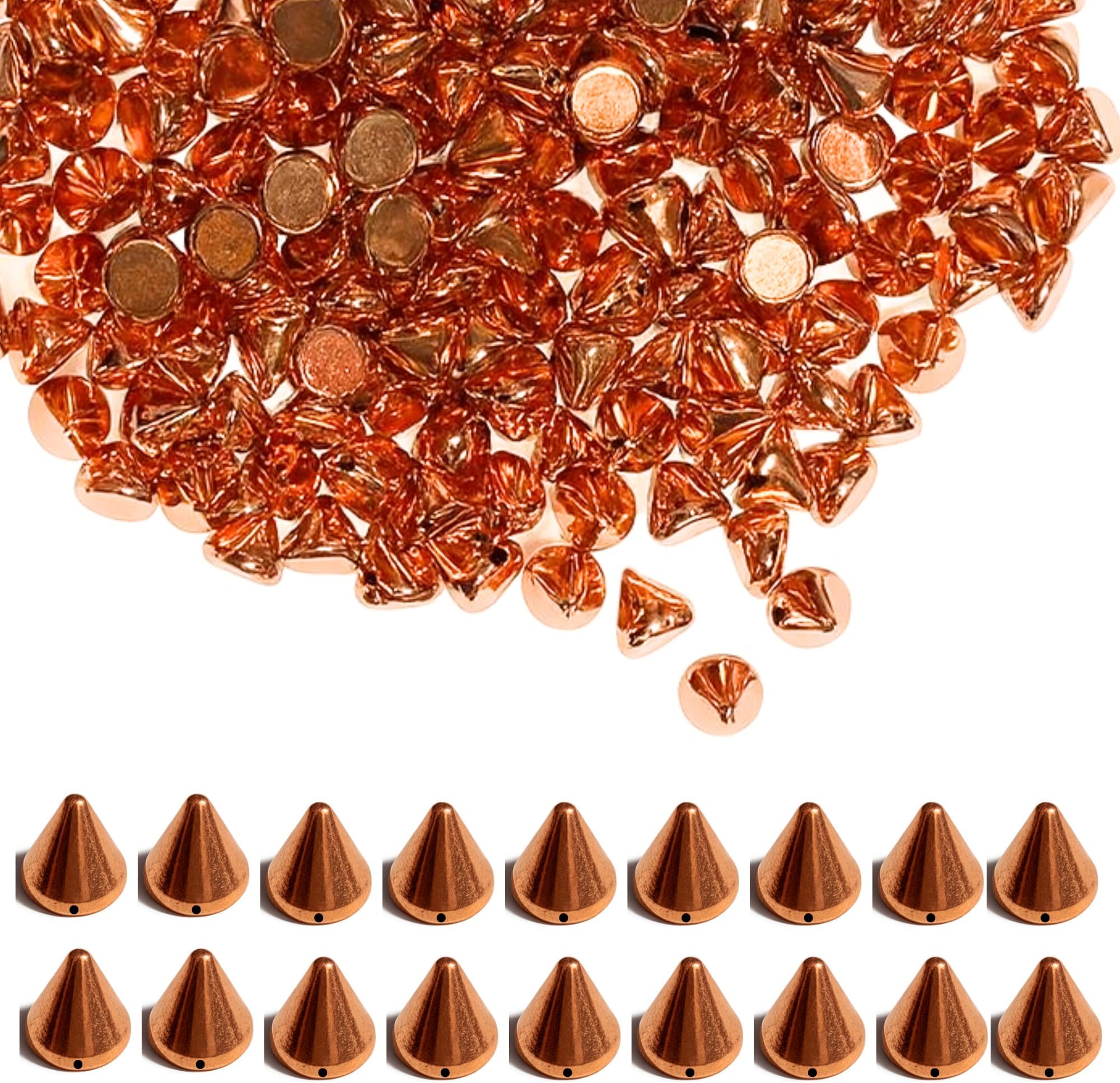 ST logo 50 Pcs Acrylic Punk Bullet Rivets Cone Spike Studs Beads 5.6 mm Cone Studs Flat Back for DIY Crafts Jewellery Making Bracelet & Necklace & Garments Shoes Bags Embellishment