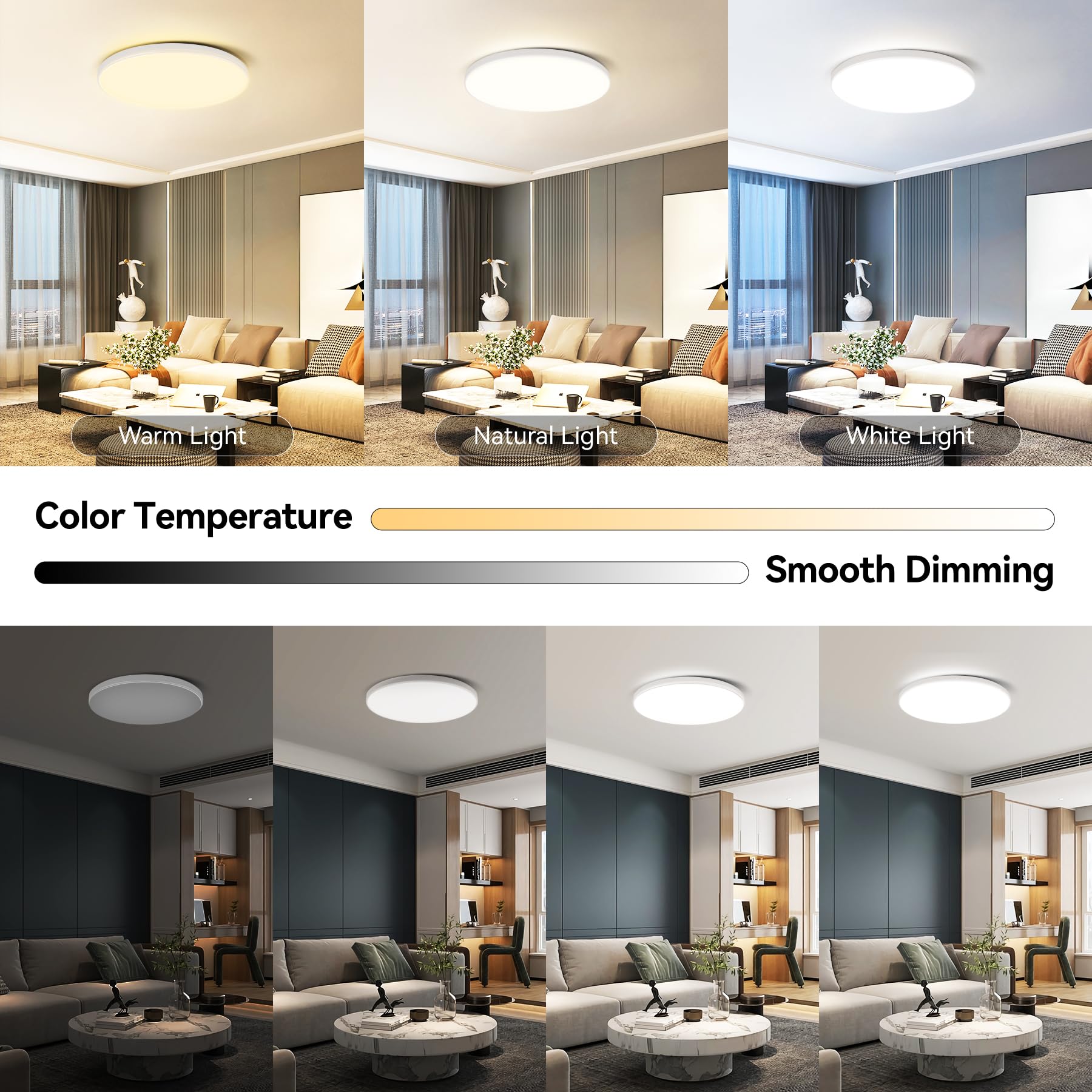 CHENBEN Plafón LED Techo, 24W RGB 3000-6500K, IP44, Compatible con Alexa | Regulable con mando a distancia y APP,compatible con voz Alexa.Iluminación RGB 3000-6500K,IP44,Para Baño, Dormitorio