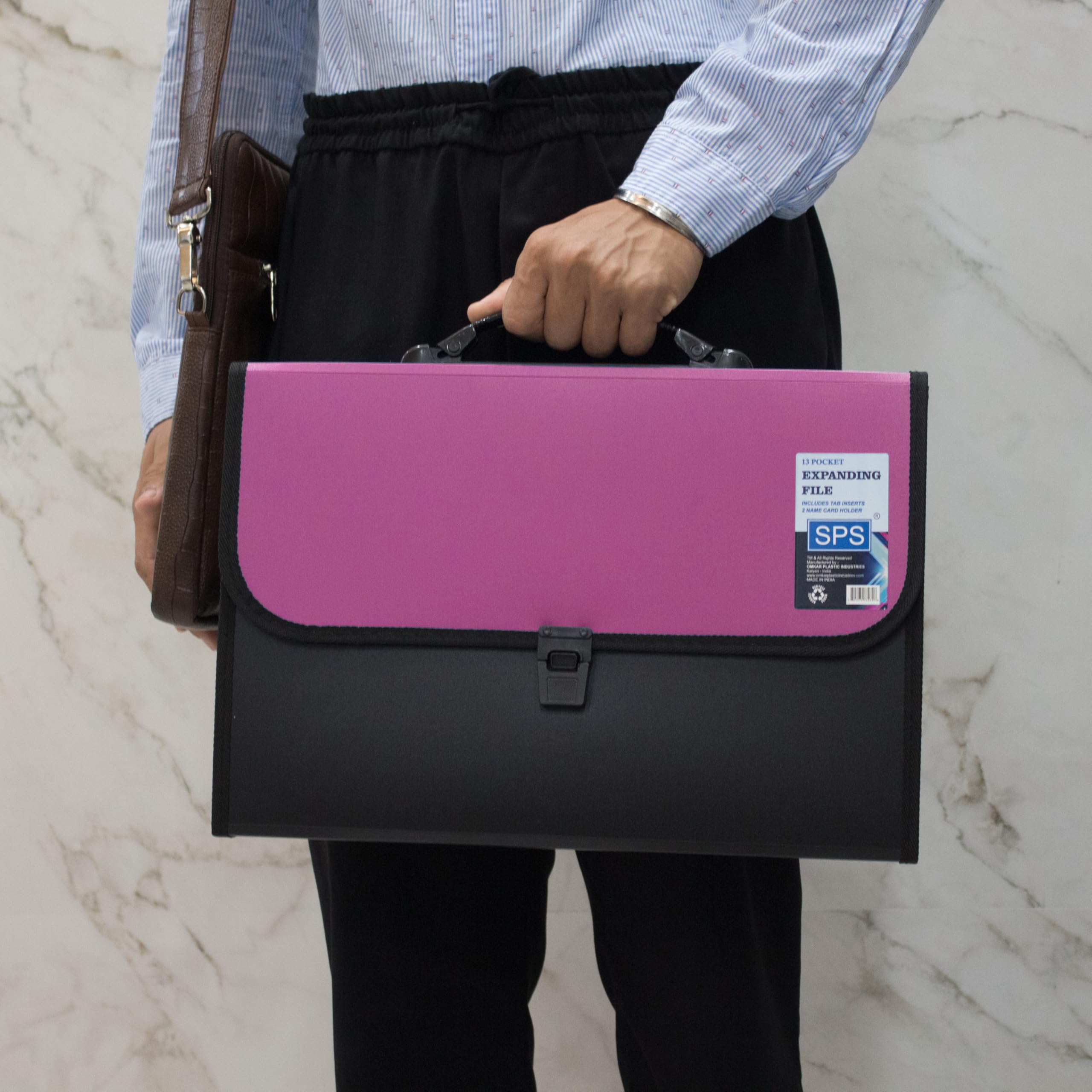 SPS Presents 5555 - Carpeta de plástico con asa (rosa, negro)