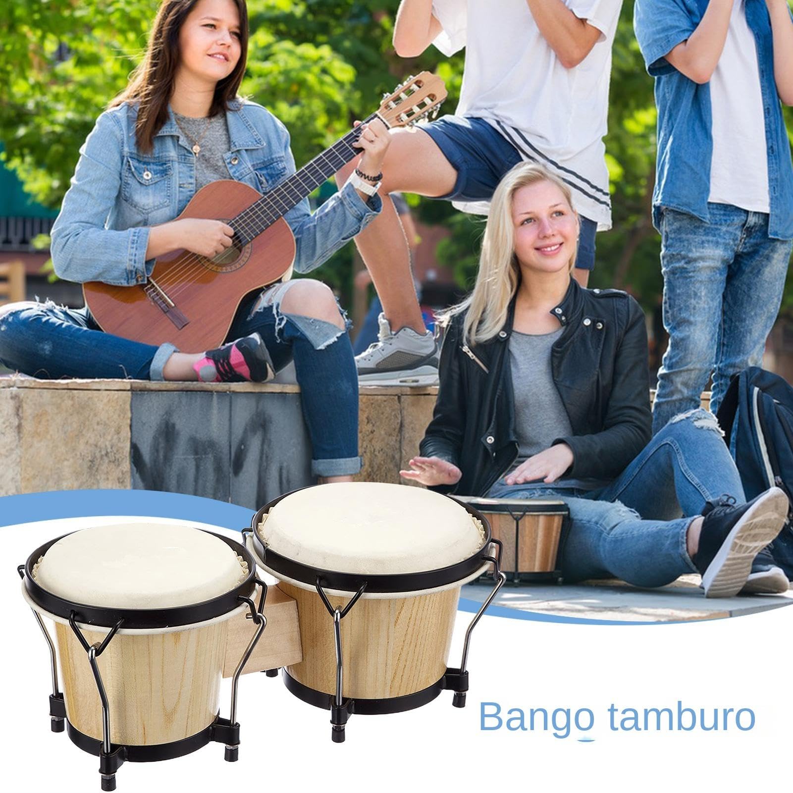 Bongo Drum - THRURS DRUM, BONGOS DRUM HAND | Einstellbar für Erwachsene für Kinder Profis von Profis aus Holz und Metall Schlaginstrumente mit Schlüsseln von