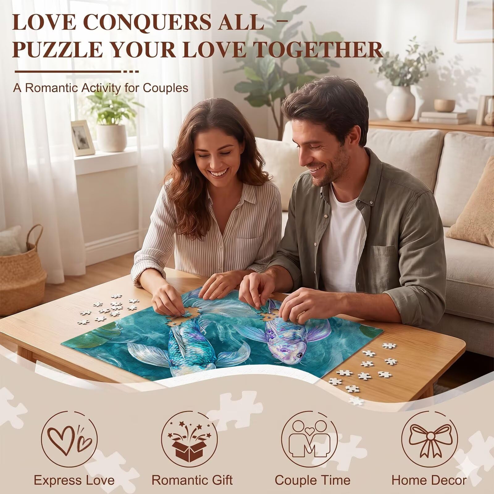 sogno Koi Puzzle 1500 Pezzi per Adulti, Puzzle in Legno - Collezione Classica con Poster Incluso - Sfida di Concentrazione e Passatempo Antistress, Gioco Educativo per Famiglia, 87 x 57 cm f0-772