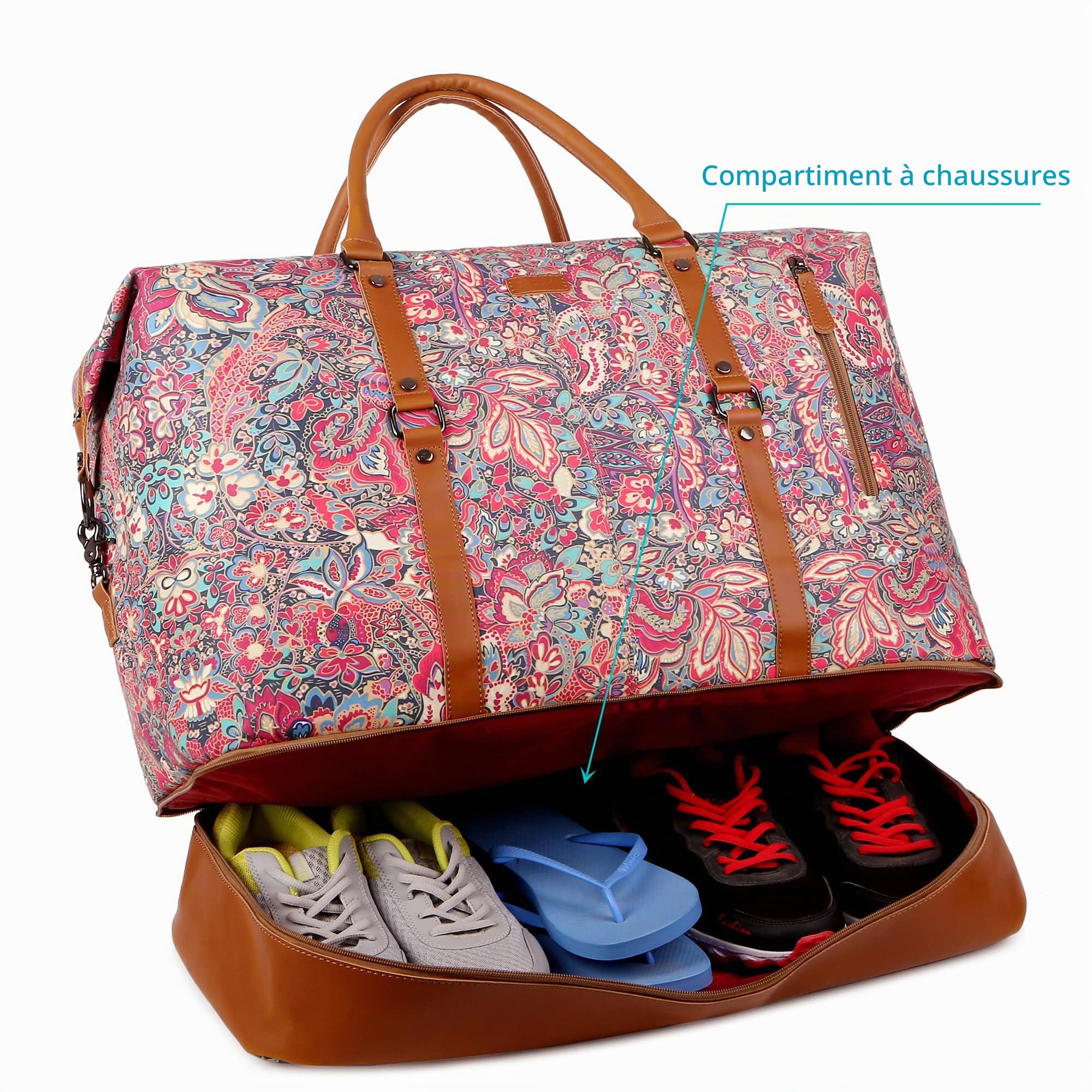 BAOSHA Grand Sac de Voyage pour Femme Sac Weekend avec Compartiment à Chaussures Bagage à Main Sac de Sport HB-05 (HS)