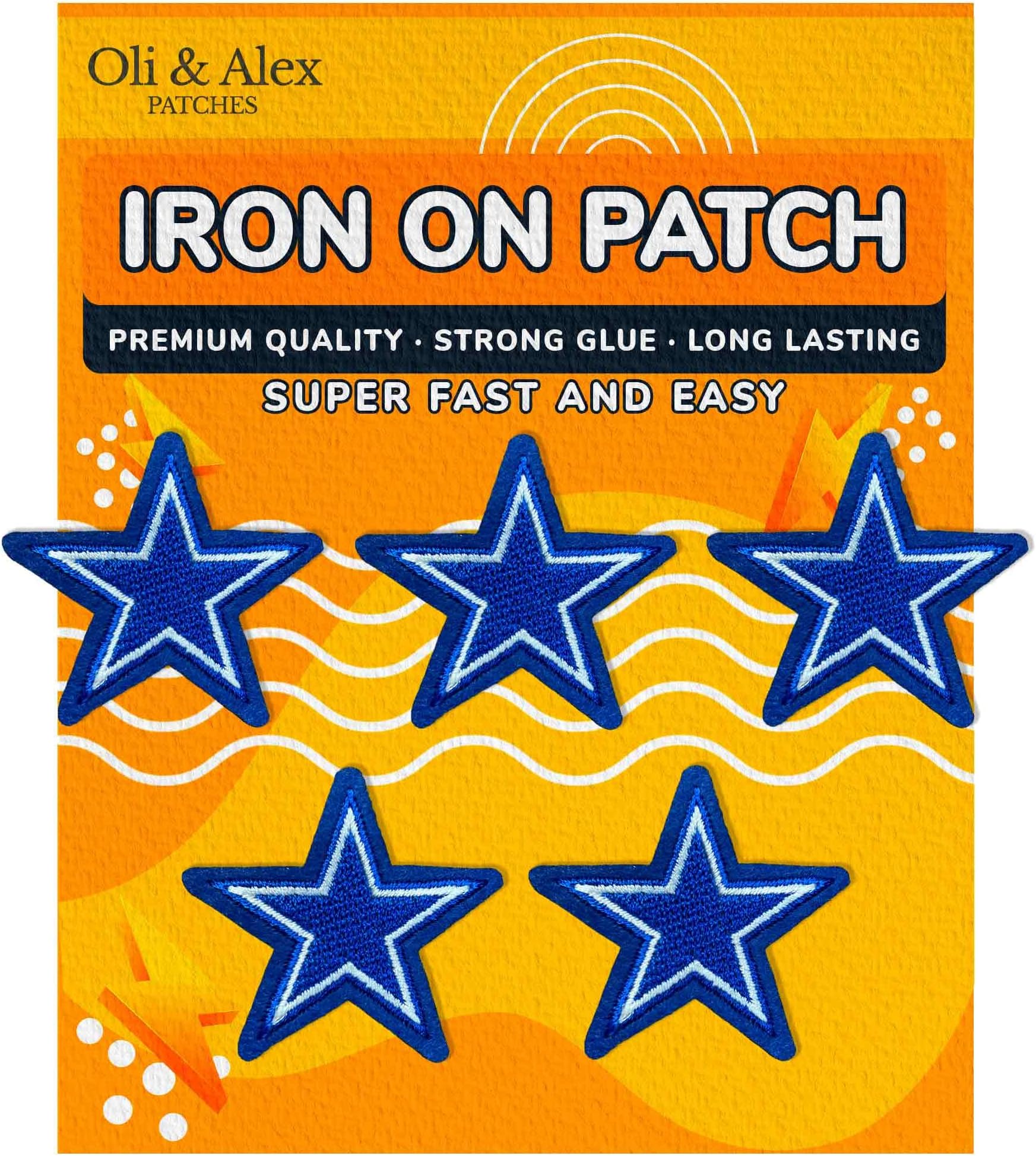 MECCANIXITY 10PCS Star Iron-on Patches - Brown Embroidered Sew Patches For Clothing Repair